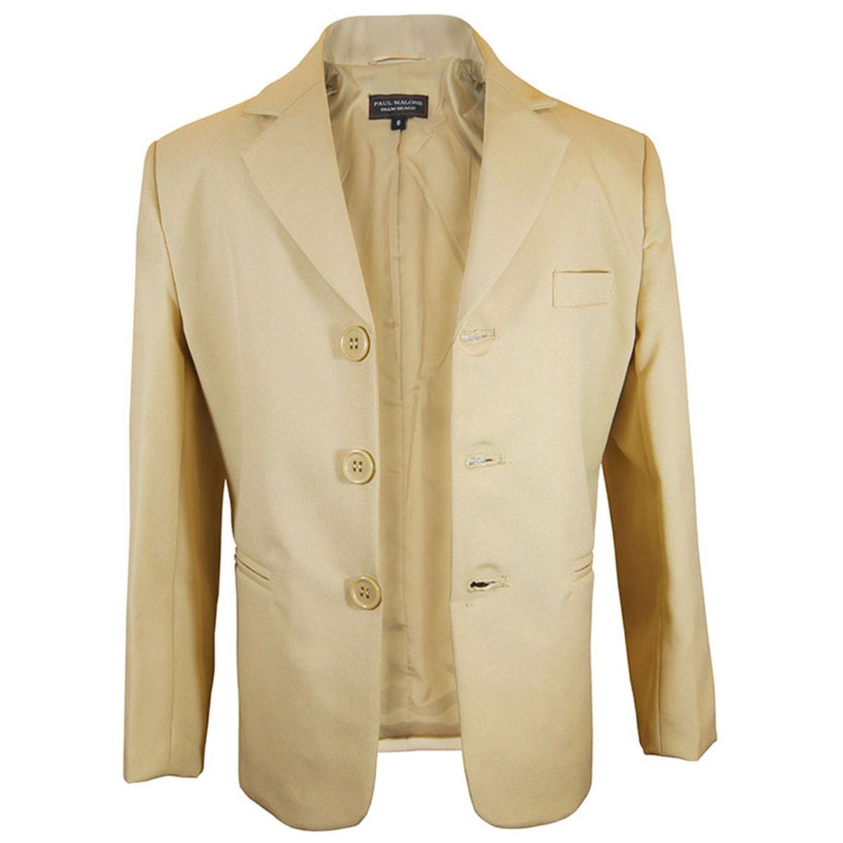 Paul Malone Kinderanzug Anzug für Jungs 6tlg Slim Fit Kommunionanzug, Konfirmationsanzug (6-tlg., mit Sakko, Weste, Hose, Hemd, Krawatte und Einstecktuch) KA40 mit blauer Krawatte, beige, 92 (2 Jahre)