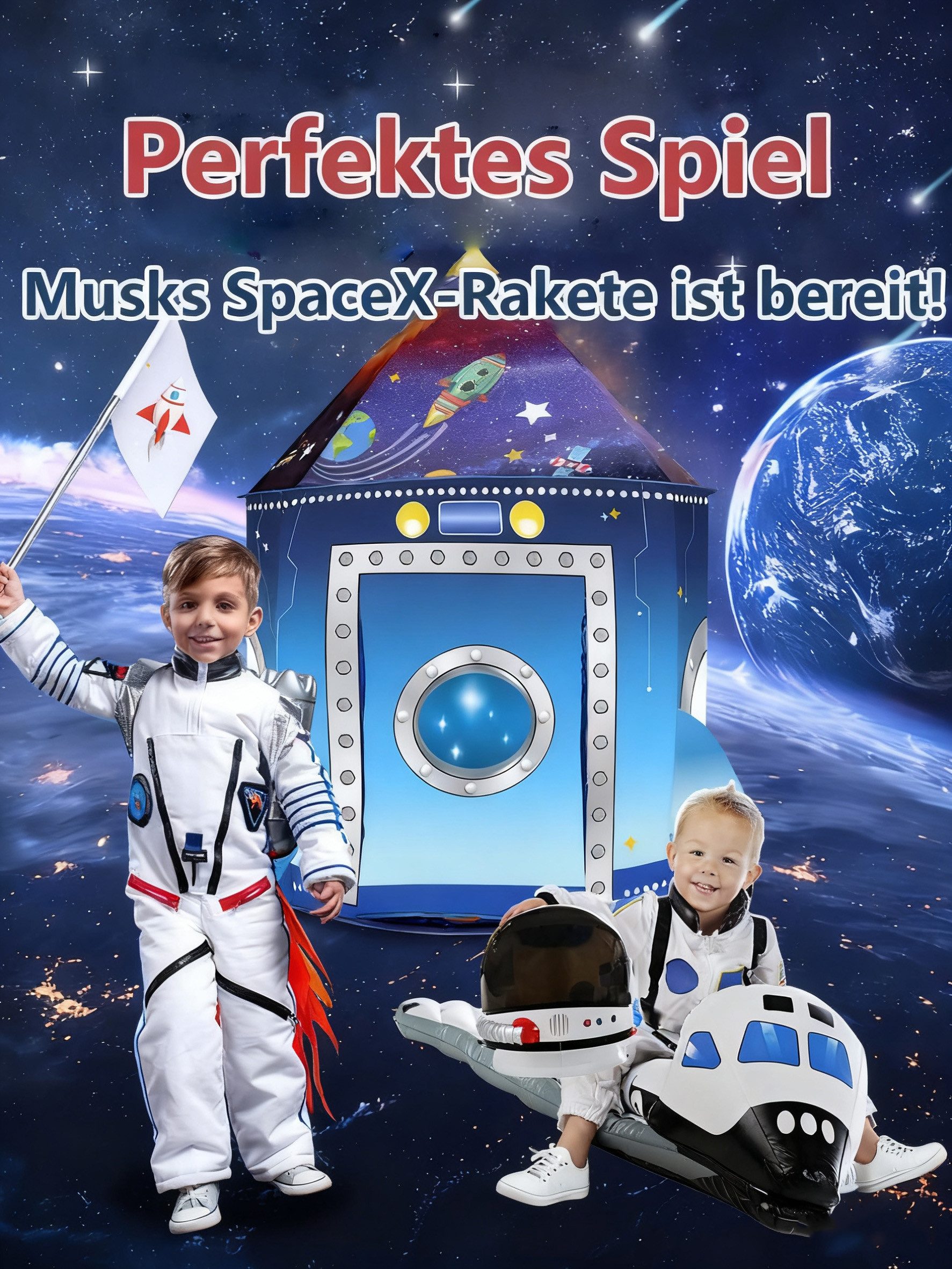 CLTYQ Spielzelt Kinderzelt Spielhaus Raketenspielhaus Großes günstig online kaufen