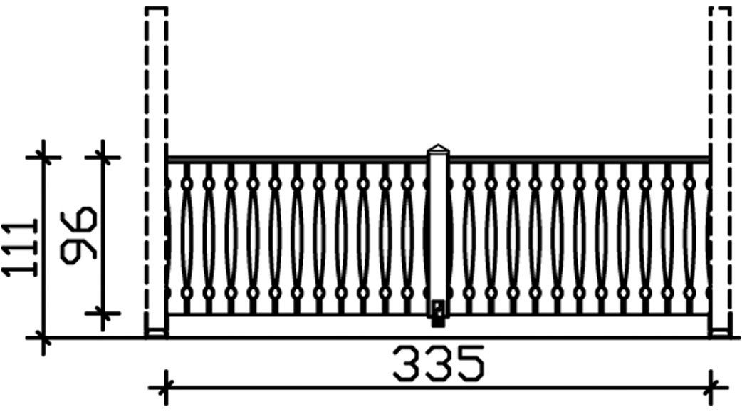 Thumbnail - Skanholz Brüstungsgeländer Balkonschalung, 335 cm Länge, 96 cm Höhe, mit 1 Pfosten