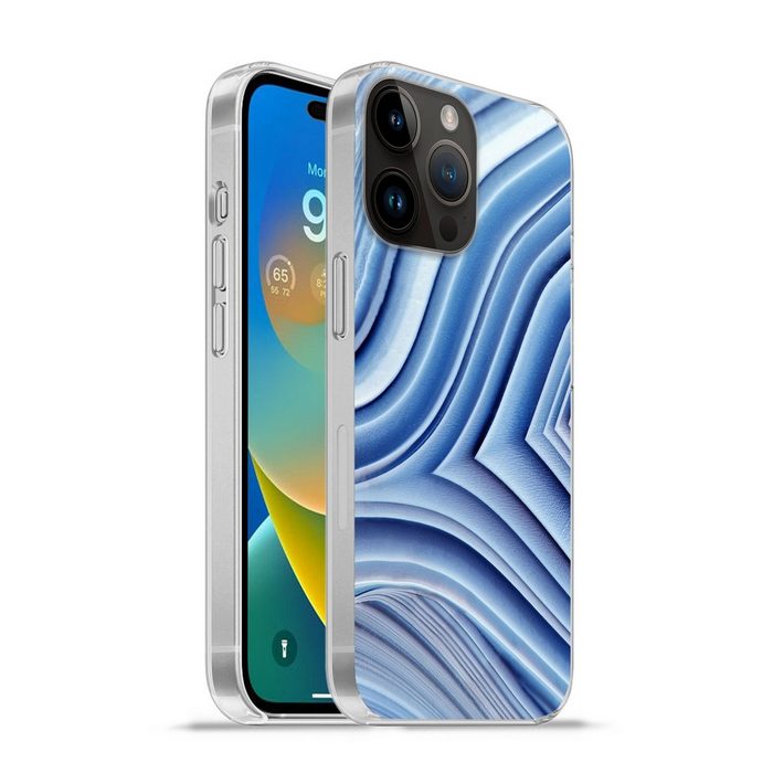 MuchoWow Handyhülle Natursteine - Muster - Blau Handyhülle Telefonhülle Apple iPhone 14 Pro