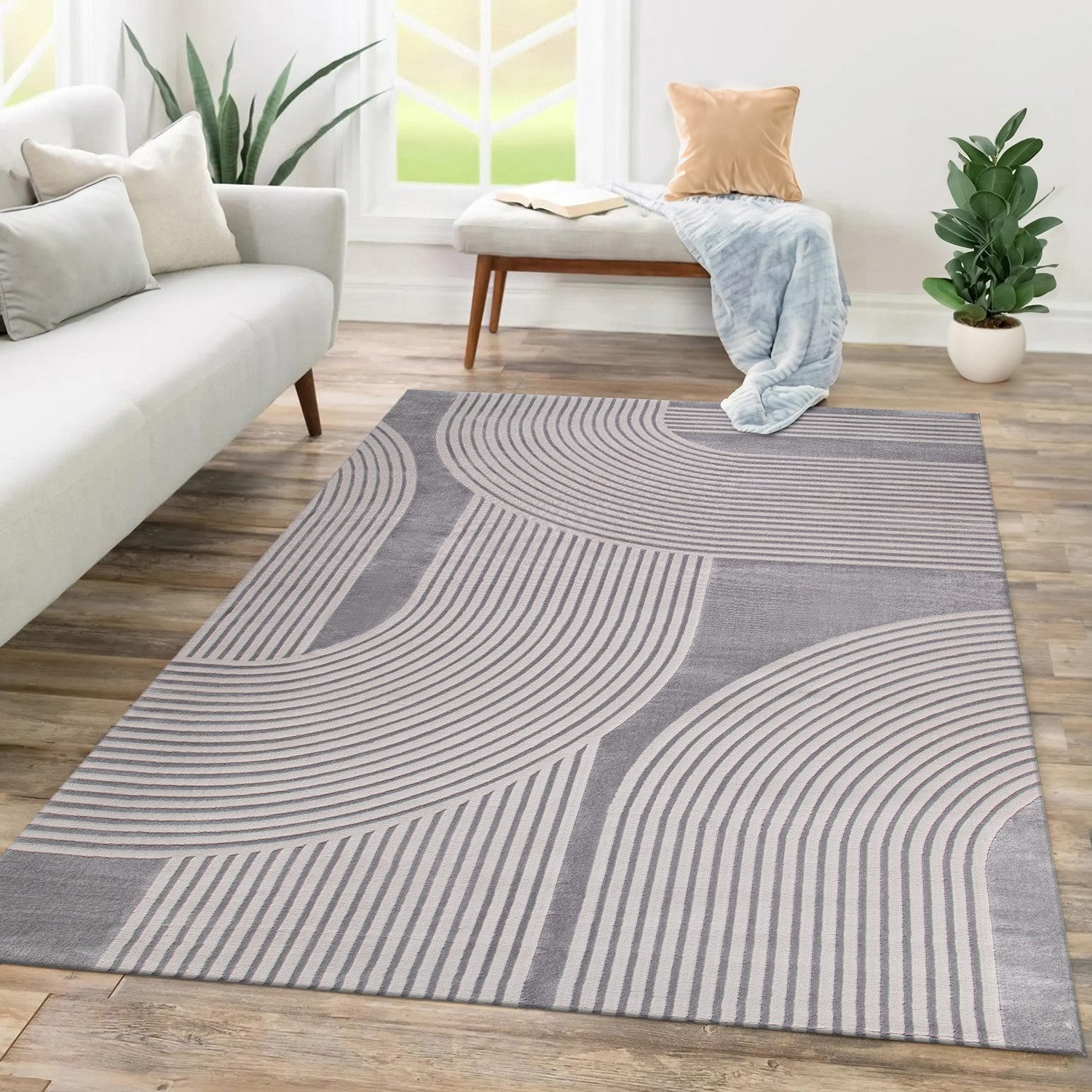 Carpetilla Designteppich Designer Teppich Carpetilla Scandi Design Grau-Gra günstig online kaufen