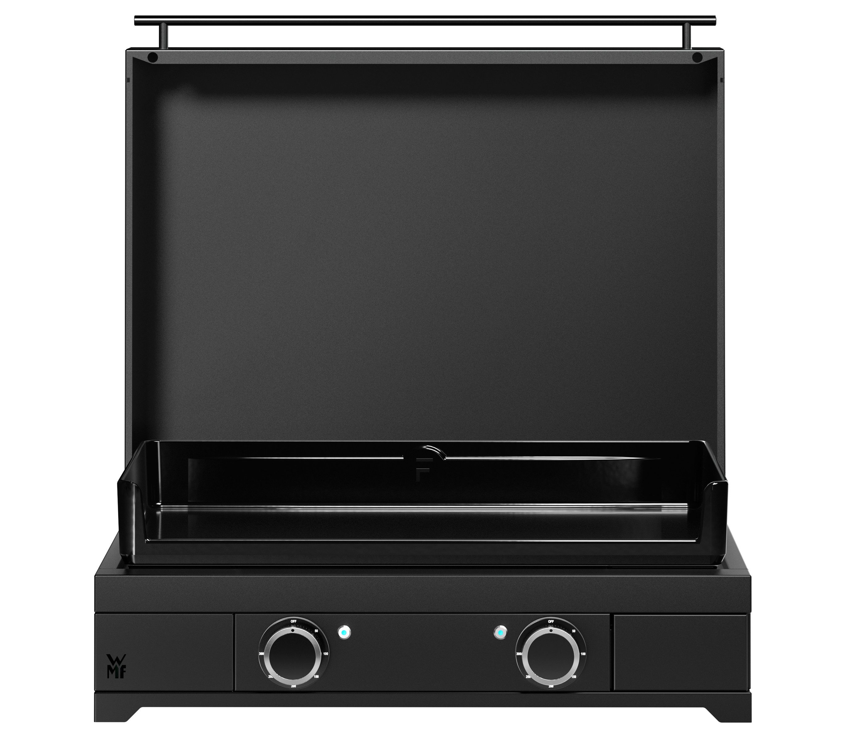 WMF Elektrogrill Plancha Set 60E mit Plancha Grill elektrisch / Deckel / Abdeckhaube, 3200 W, aus emailliertem Gusseisen, 3200 W, Grillfläche 60 x 40 cm