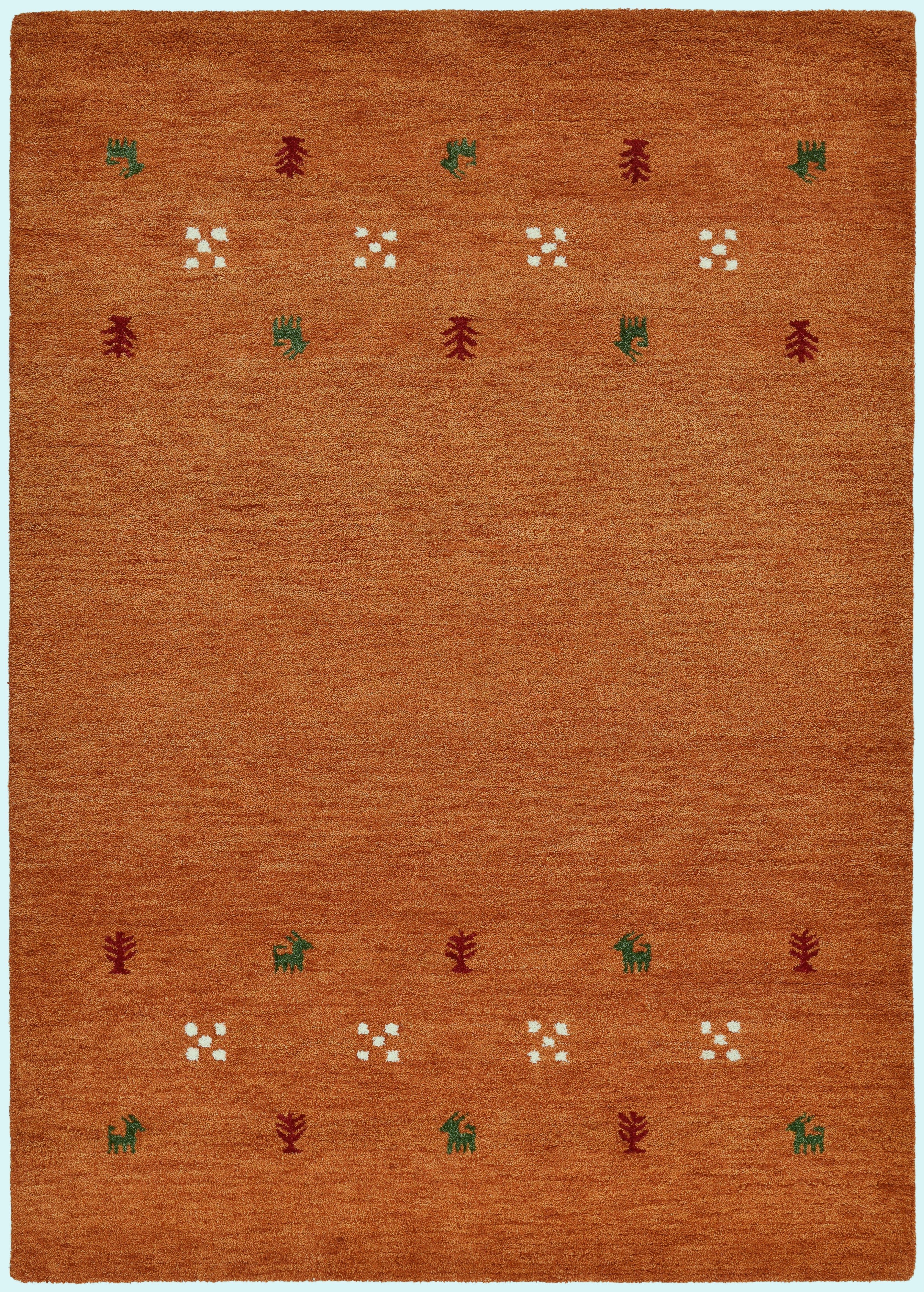 THEKO Wollteppich Gabbeh Motiv, Handgefertigt, Teppich, Tiermotiv, reine Wolle, rechteckig, Höhe: 14 mm, reine Wolle, Wohnzimmer, Schlafzimmer, Esszimmer