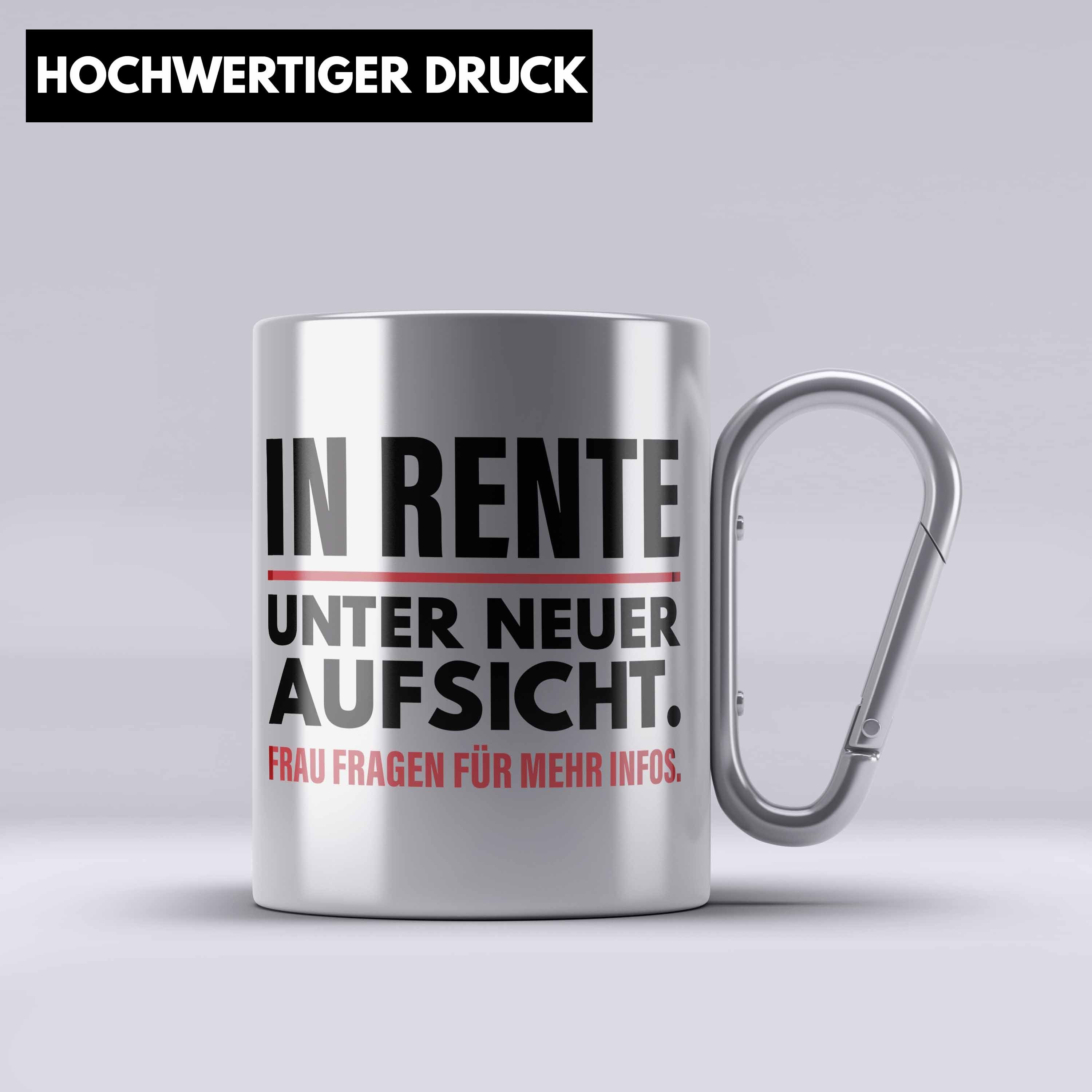 Lustig Rente Renteneint Thermotasse Geschenk Tasse Ruhestand Renter Mann Silber Edelstahl Trendation