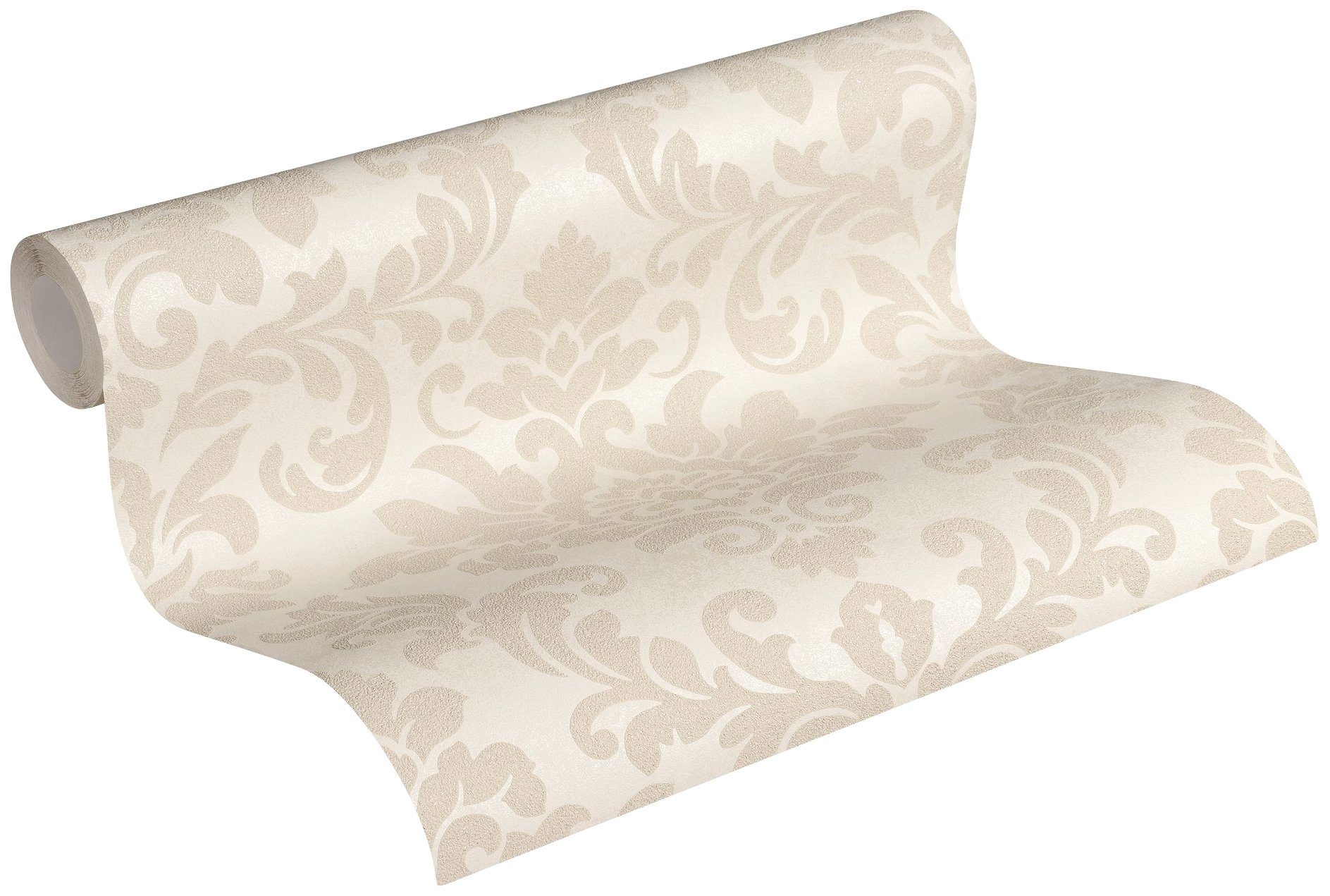 living walls Vliestapete Trendwall mit Ornamenten barock, leicht strukturiert, Barock, gemustert, ornamental, Glitzertapete Ornament Tapete Barock Tapeten Wohnzimmer Schlafzimmer