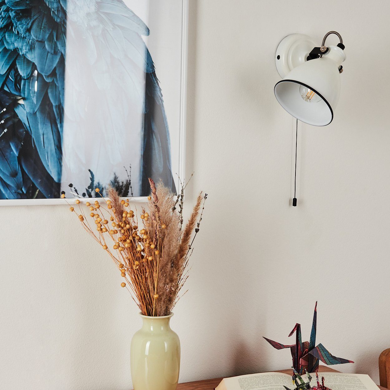 hofstein Wandleuchte »Spadacenta« Vintage Wandlampe aus Metall, Weiß matt/S günstig online kaufen