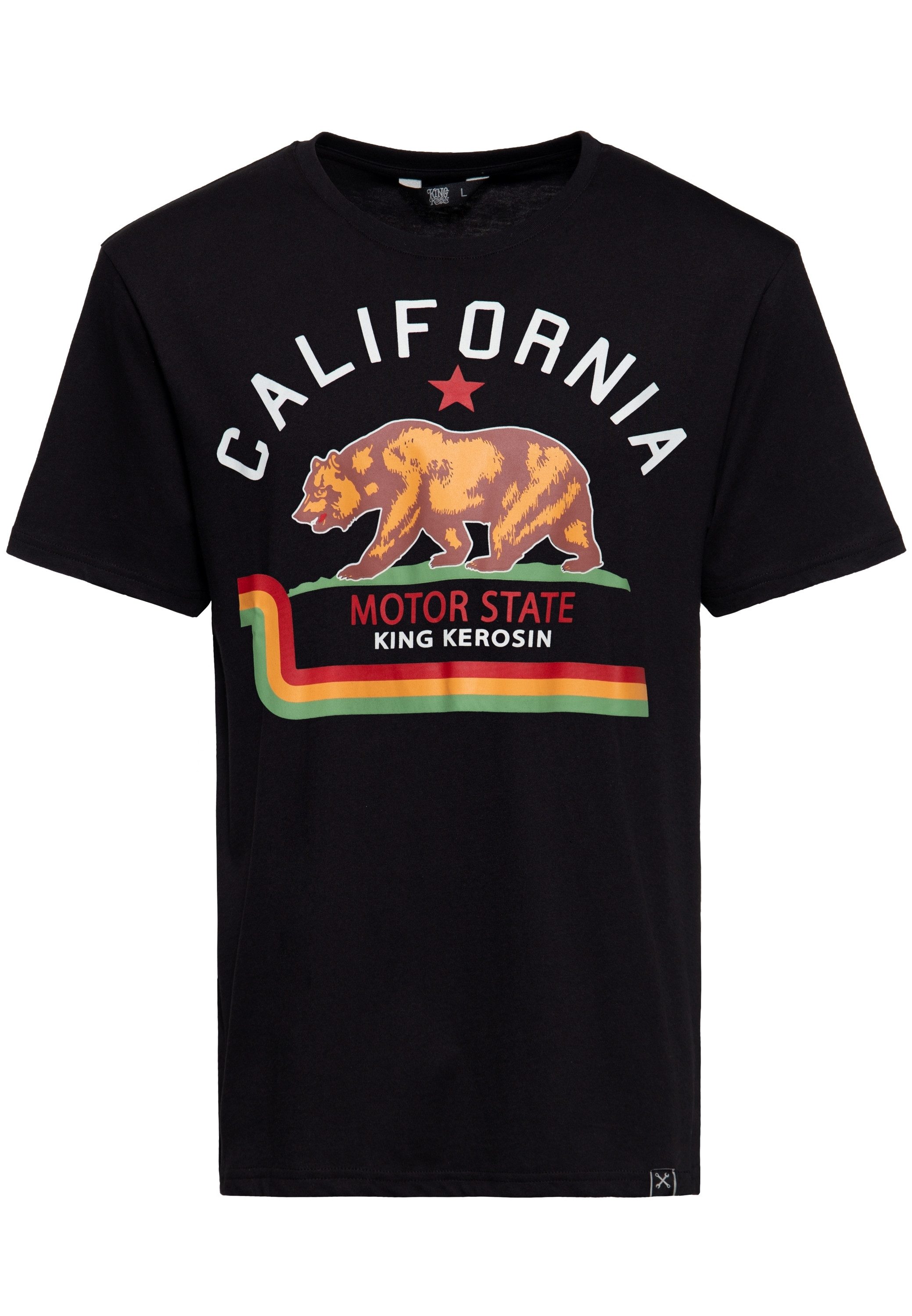 KingKerosin Print-Shirt California Motor State (1-tlg) mit großflächigem Print