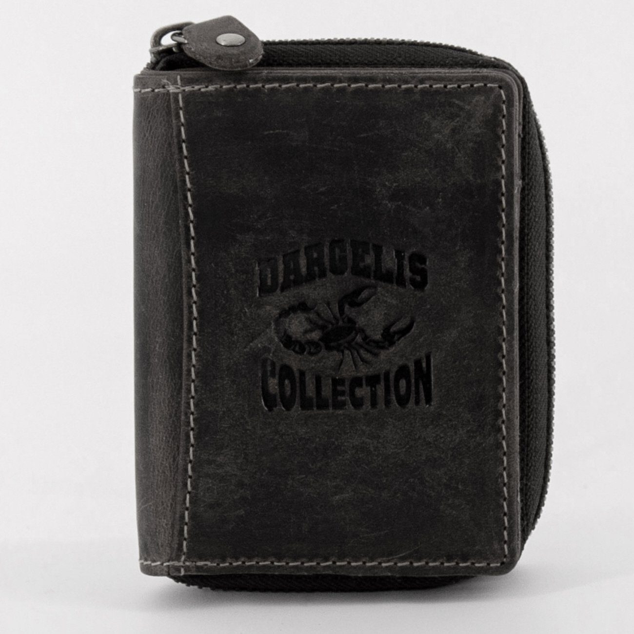 SHG Mini Geldbörse ⌂ Herren Leder Börse Portemonnaie Geldbeutel Brieftasche Münzfach (Herren Geld-Börse Damen Portemonnaie, Echt-Leder Geldbeutel mit umlaufendem Reißverschluss), RFID Schutz