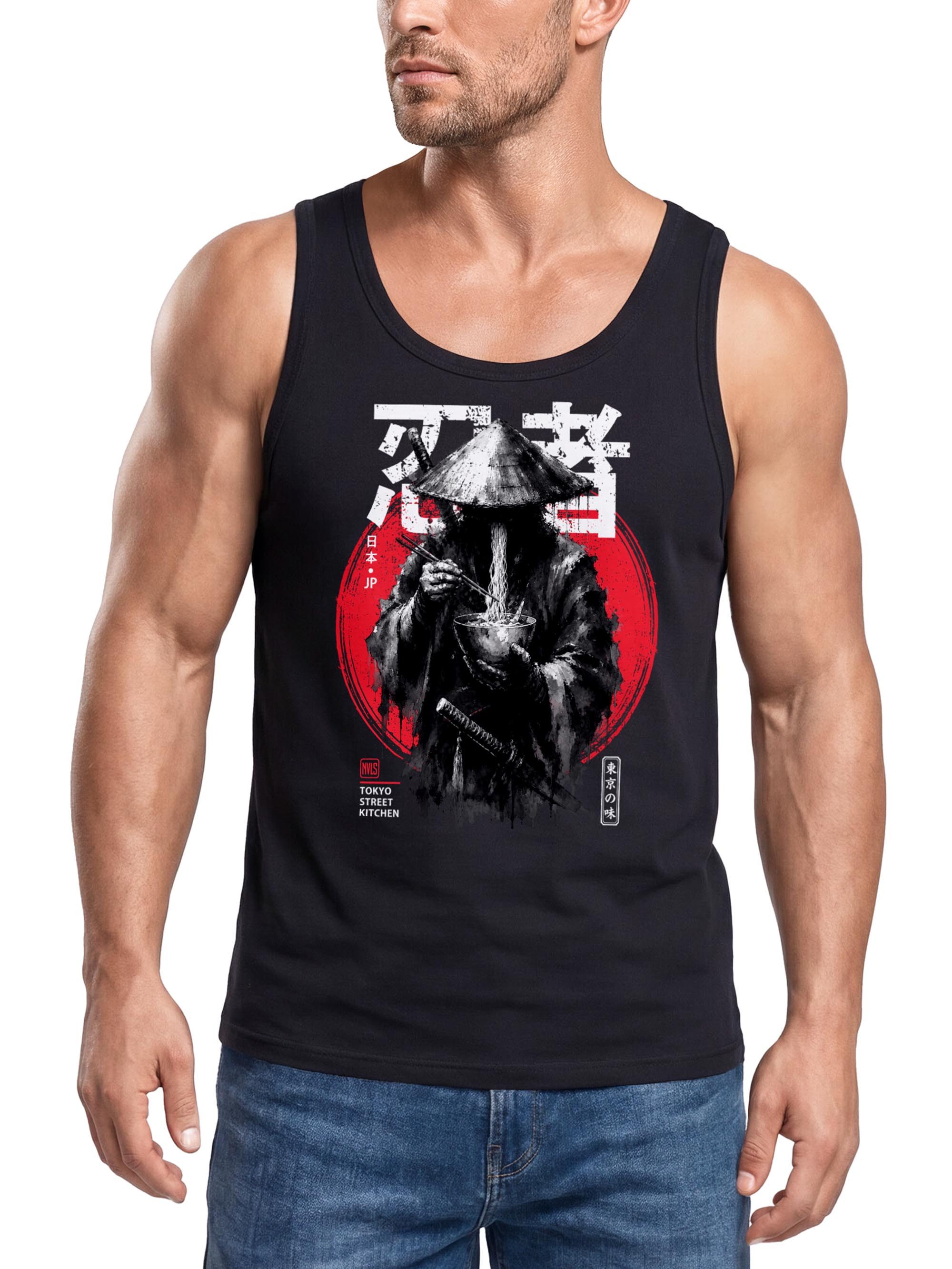 Neverless Tanktop Tanktop Herren mit Grafik-Print - Rōnin - Trägershirt Baumwolle mit Print
