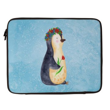 Mr. & Mrs. Panda Laptop-Hülle 20 x 28 cm Pinguin Blumen - Eisblau - Geschenk, Blumenkranz, Notebook, Stylish & Praktisch