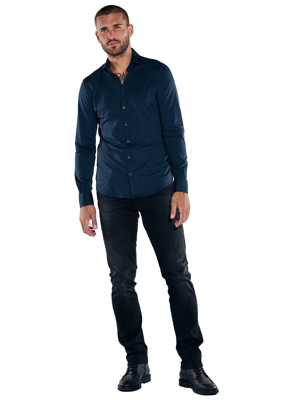 emilio adani Langarmhemd emilio adani Herren Funktions-Hemd Langarm, Saphirblau