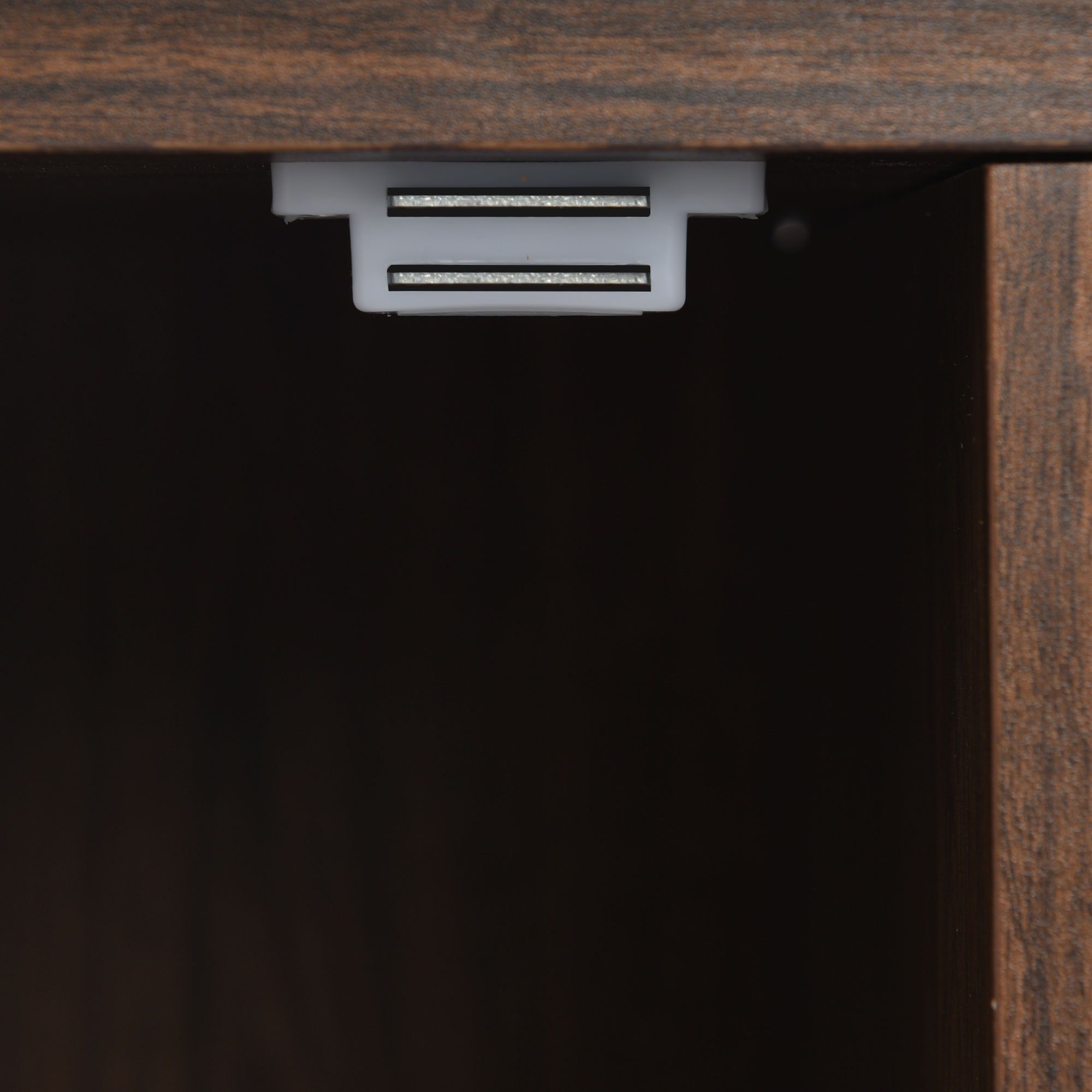 Sideboard (Kommode mit 3 Türen und goldenen Metallgriffe), Fischgrätenmuster Design, Highboard Holz, Breite 120 cm
