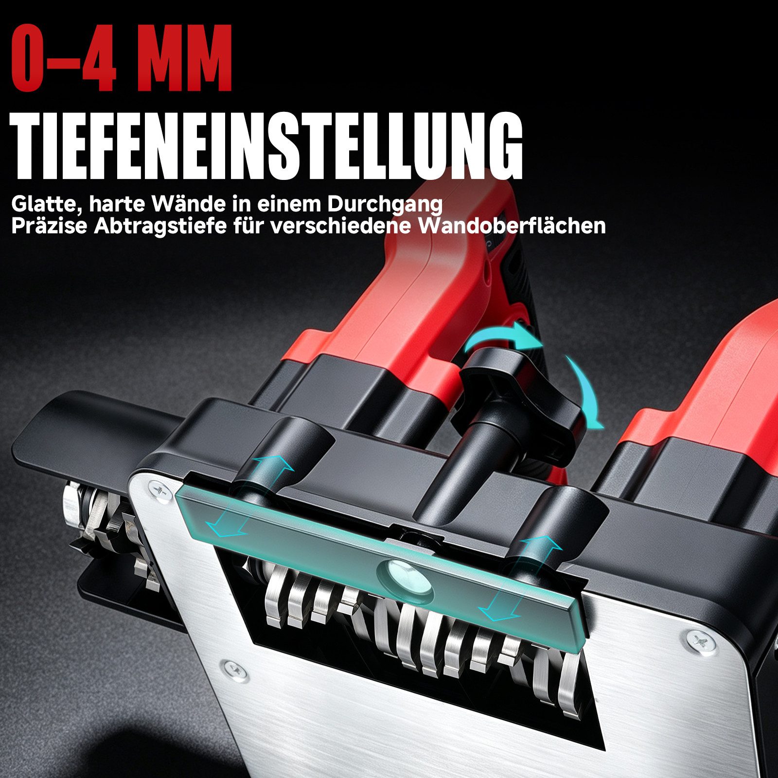 XERSEK Winkelschleifer 1600W Betonfräse Walzenfräse Putzfräse Mauerfräse Sanierungsfräse, max. 4000 U/min, (1-4mm Hobeltiefe, Betonschleifer Walzen Schleifer Fr – Bild 2 von 5