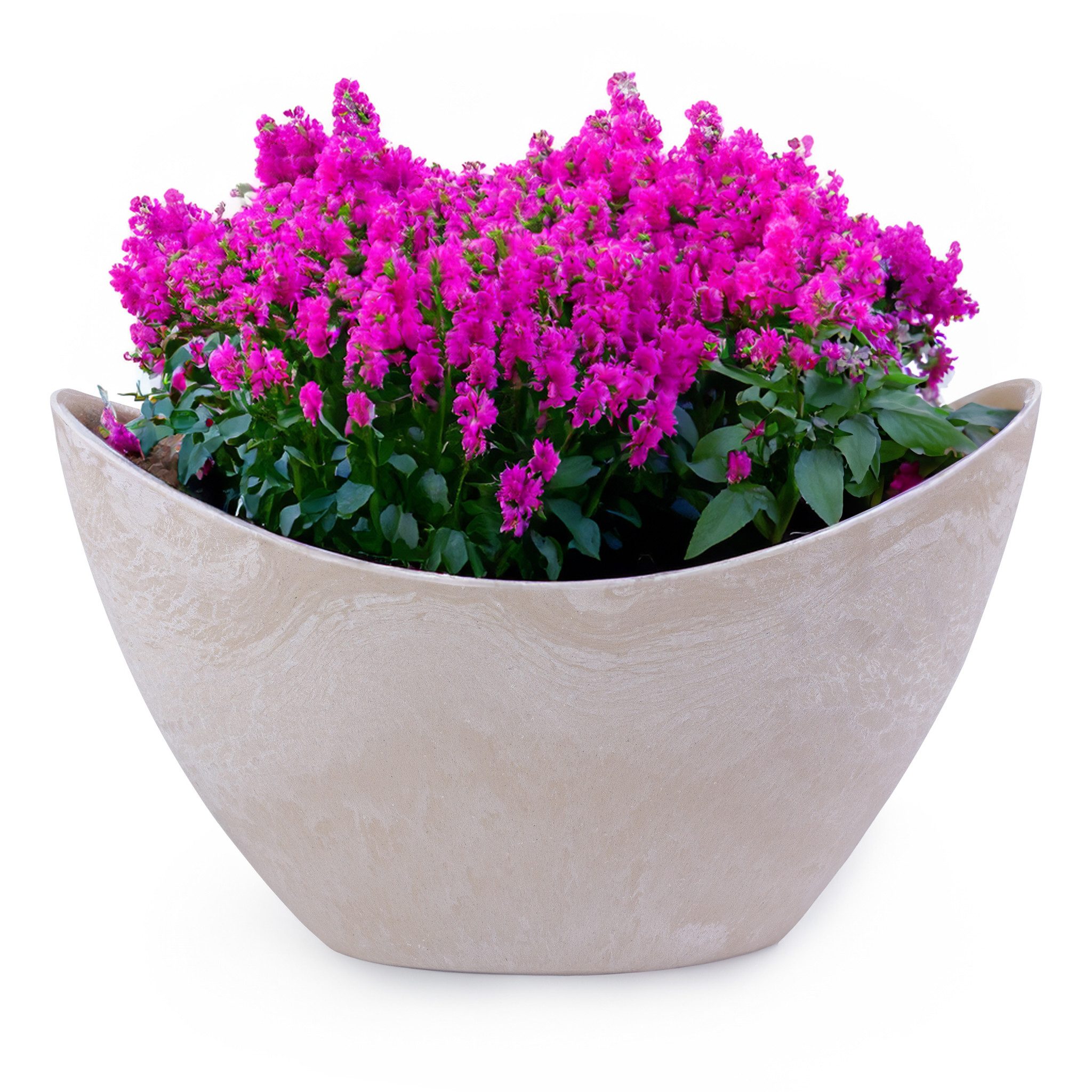 matches21 HOME & HOBBY Blumentopf Hohe Pflanzschale oval Vintage sand-beige günstig online kaufen