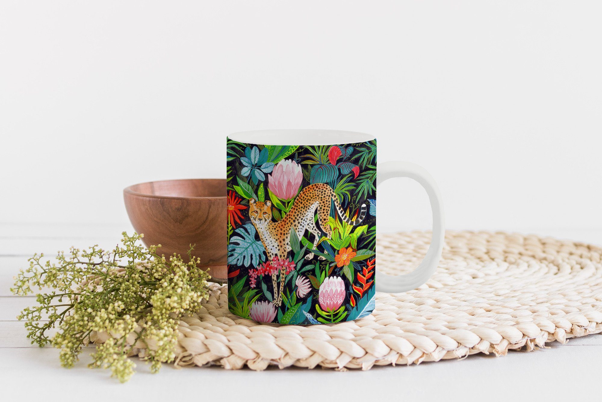 Tasse - Geschenk MuchoWow Keramik, Blumen, Teetasse, Tiere Becher, - Dschungel Kaffeetassen, Teetasse,