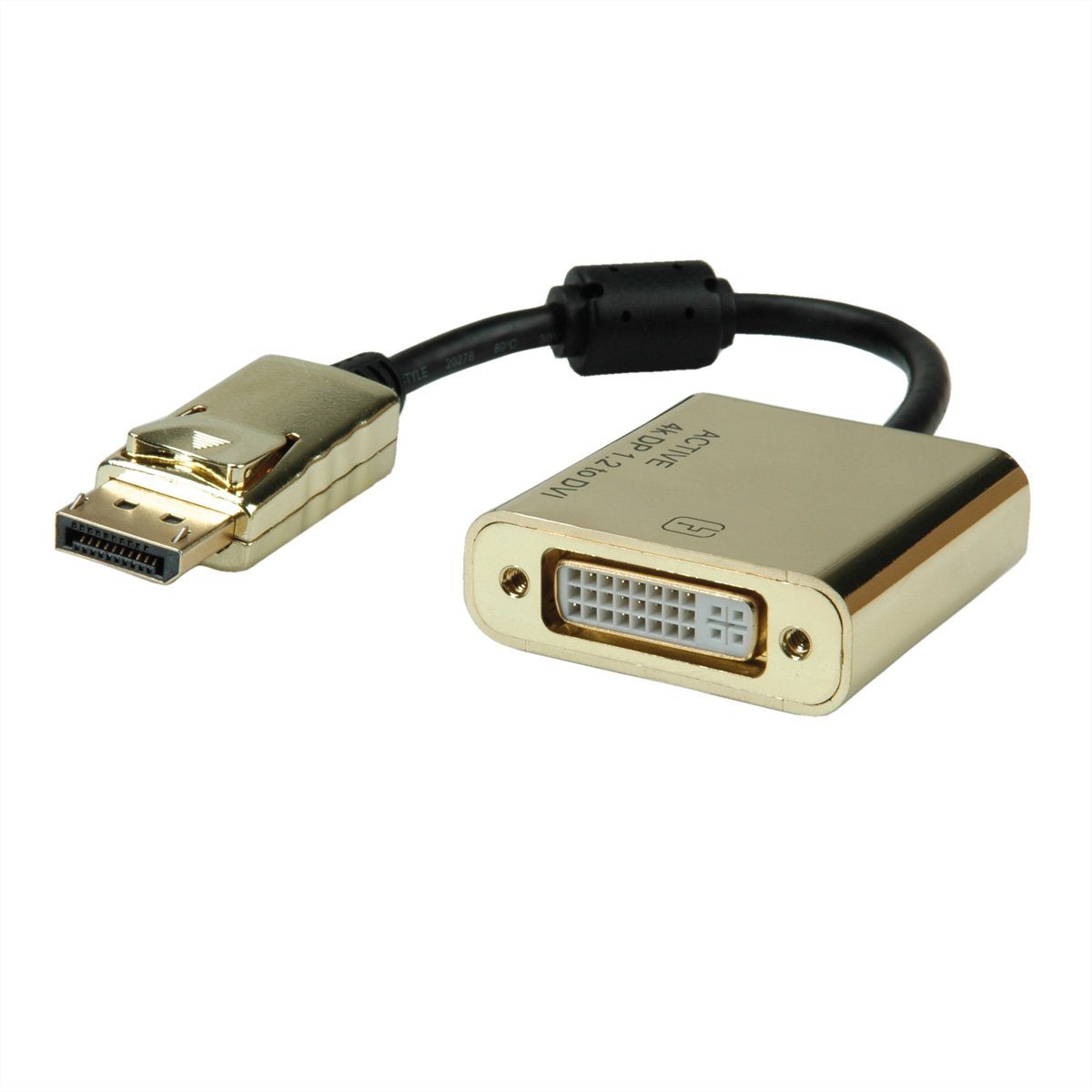 GOLD 4K DisplayPort-DVI Adapter, Aktiv, v1.2, DP ST - DVI BU Audio- & Video-Adapter