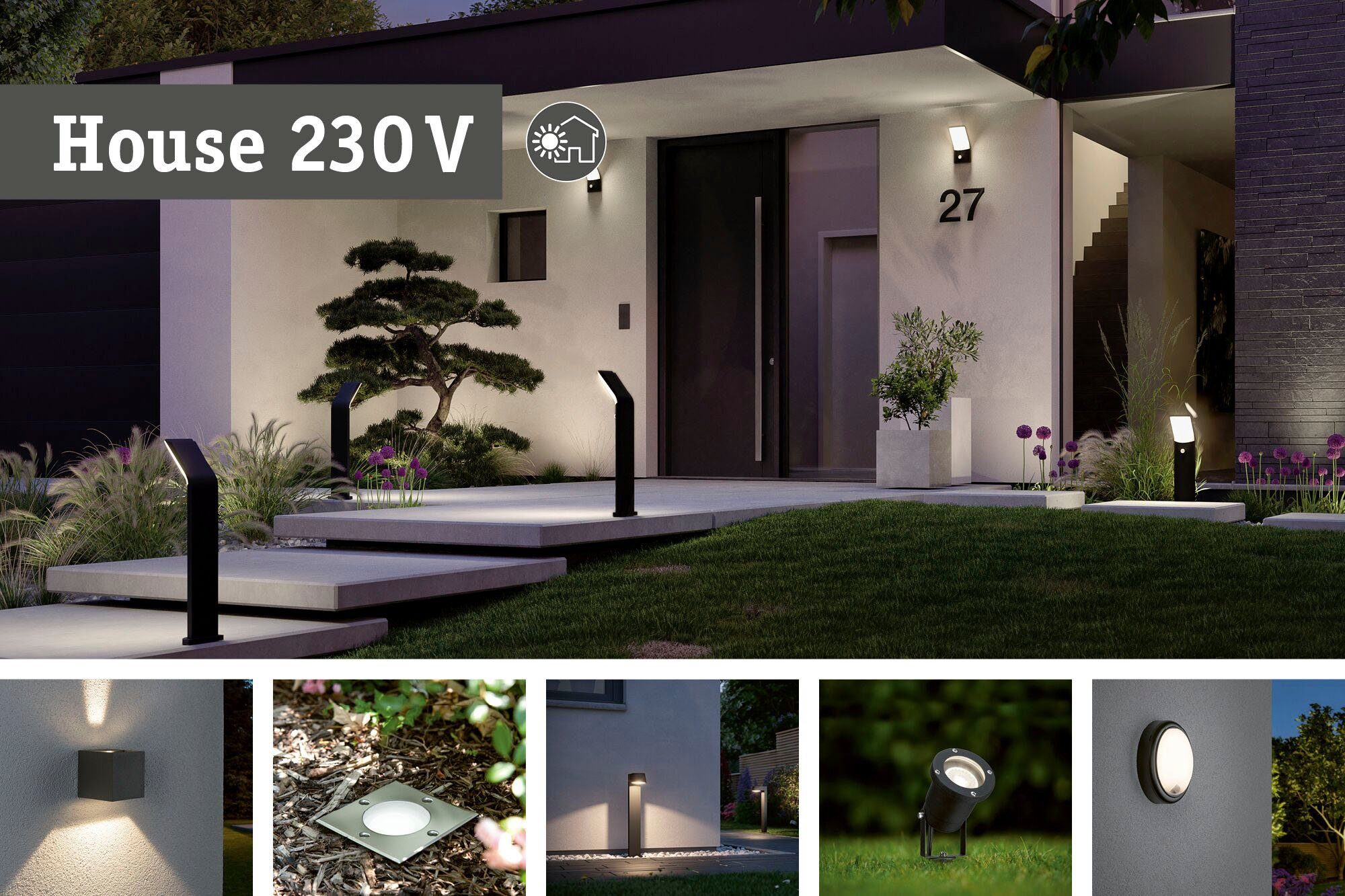 Zigbee 230V LED Outdoor fest RGBW Paulmann LED anthrazit, Cybo RGBW Tageslichtweiß, Zigbee integriert, 2000-6500K Außen-Wandleuchte