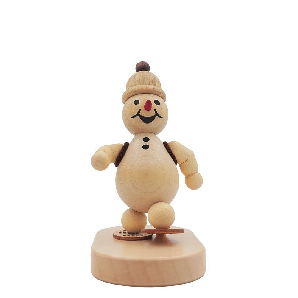 Räuchermännchen Schneemann Junior „Schneewanderer“ auf Sockel - 9 cm - Orig. Erzgeb.