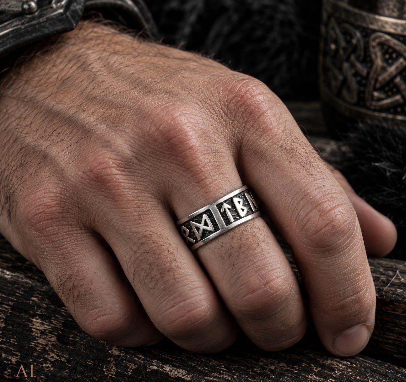 Kiss of Leather Silberring Ring Fingerring Runen Gr. 50-80 Runenring Alphabet Futhark – Bild 3 von 5