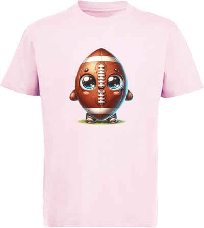 MyDesign24 T-Shirt Kinder Football Print Shirt - Niedlicher American Football mit Augen Bedrucktes Jungen und Mädchen American Football T-Shirt, i491