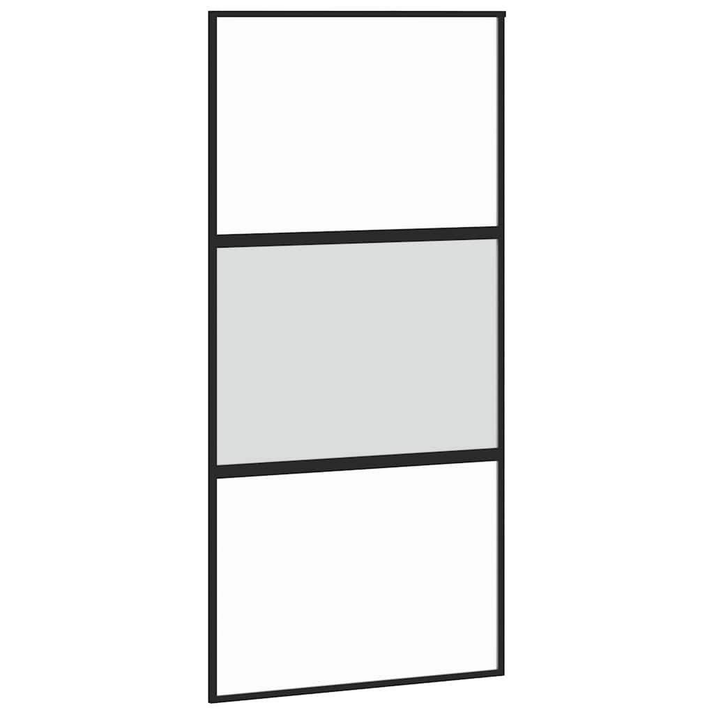 vidaXL Haustür Schiebetür Schwarz 102,5x205 cm Hartglas und Aluminium (1-St)