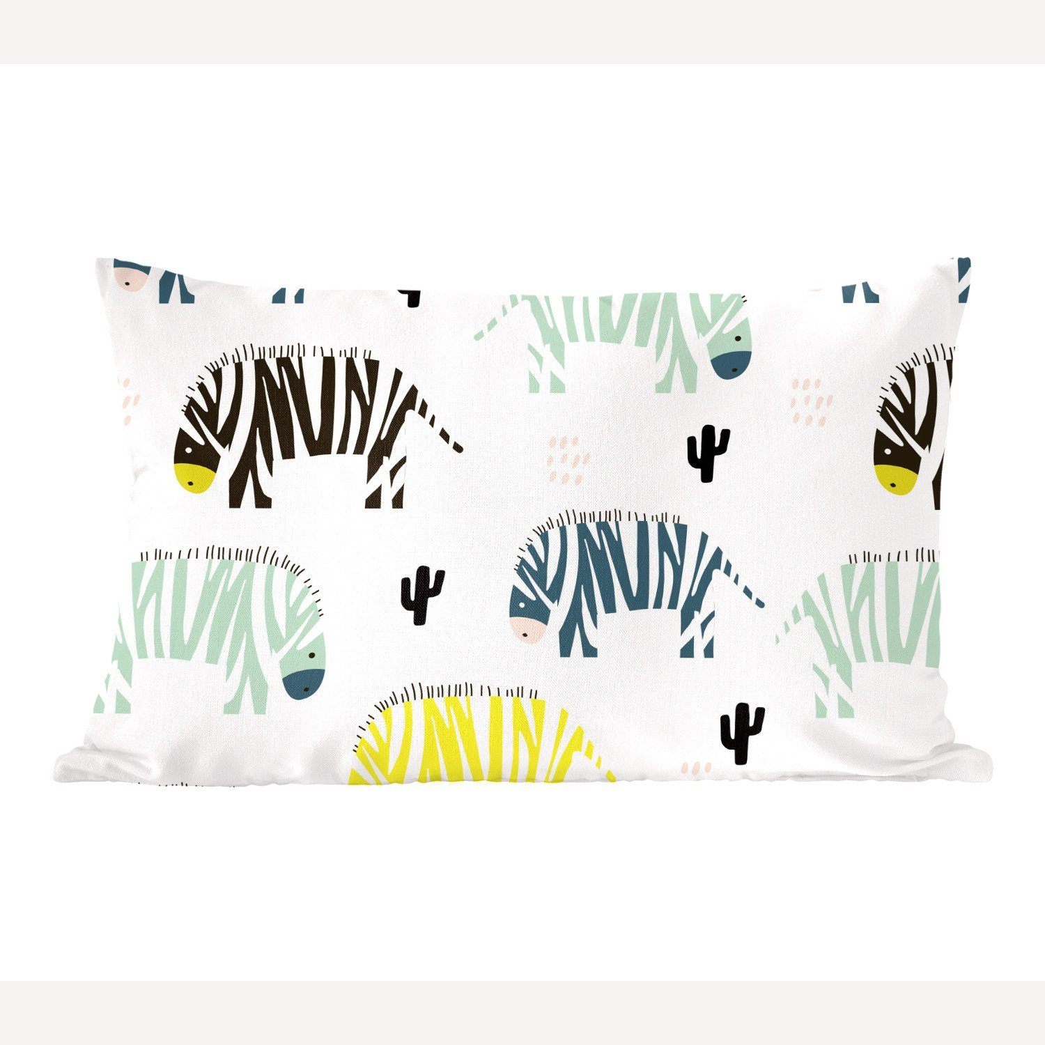 MuchoWow Dekokissen Zebra - Farben - Kaktus - Weiß, Wohzimmer Dekoration, Zierkissen, Dekokissen mit Füllung, Schlafzimmer | Dekokissen