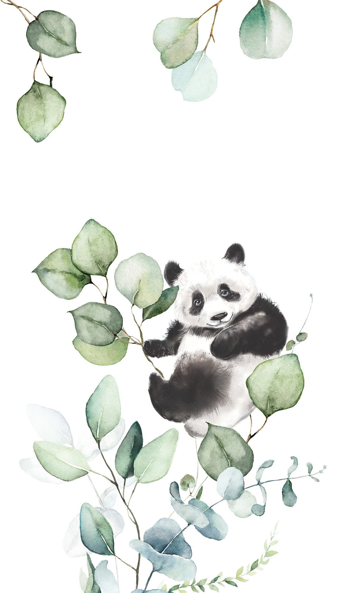 Rasch Fototapete Kinderzimmer mit Panda und Eukalyptus - 2,8m x 1,59m, strukturiert, natürlich, Blätter, botanisch, (1 Rolle, 1 St), Eukalyptusblätter, Pandabär