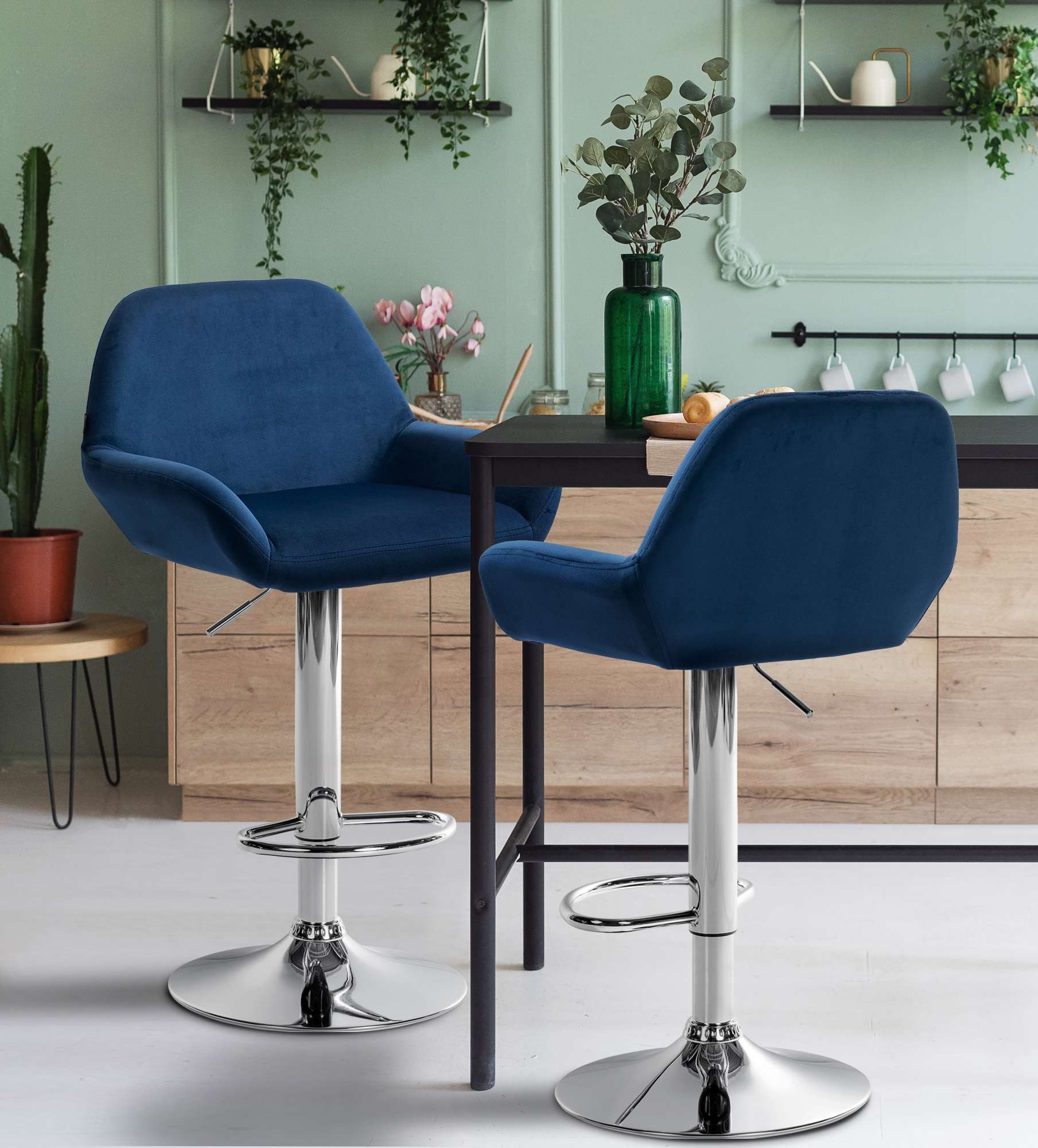 CLP Barhocker Braga Samt, drehbar und stufenlos höhenverstellbar