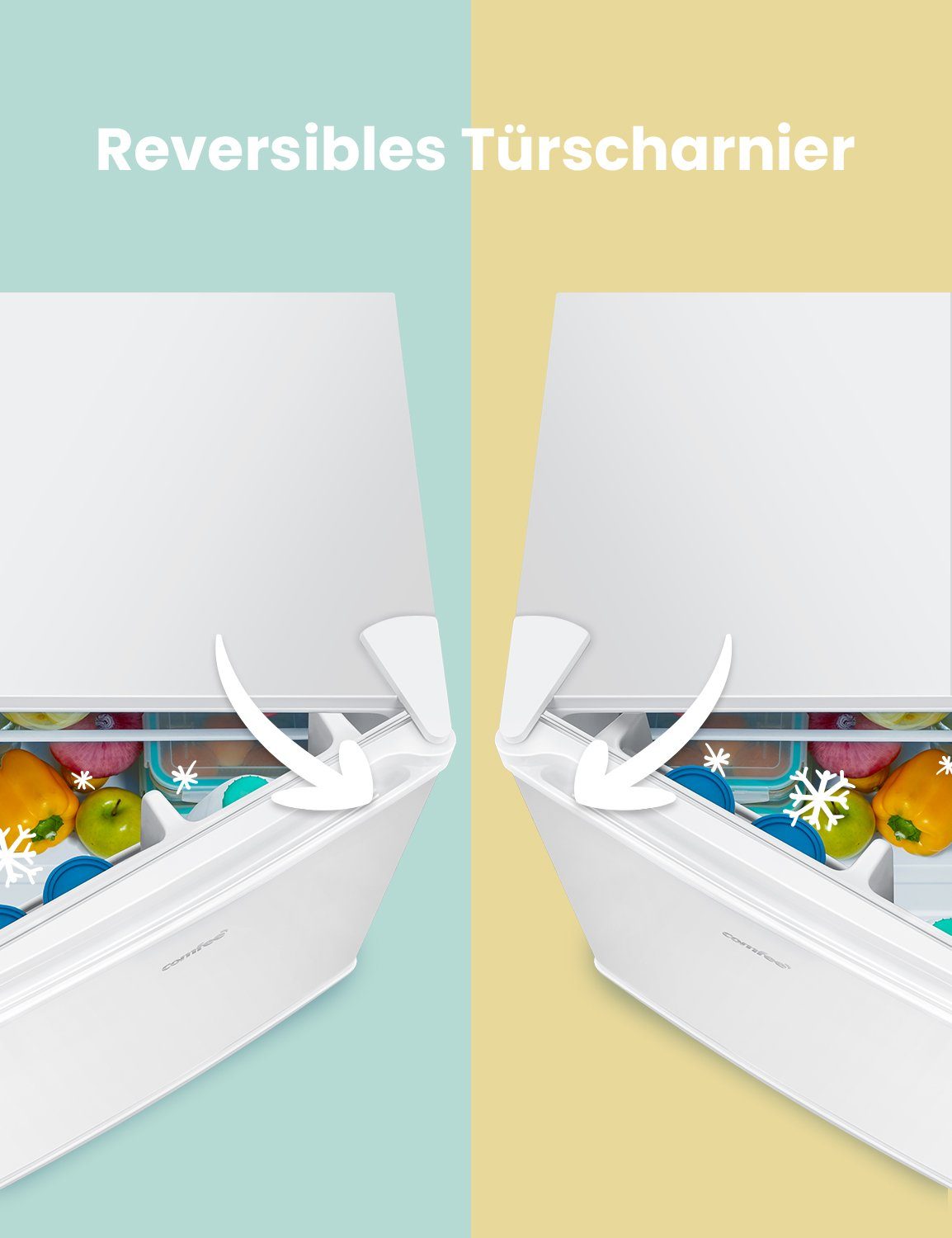 comfee Table Top Kühlschrank RCD50WH1(E), 49.2 cm hoch, 47.2 cm breit, Weiß