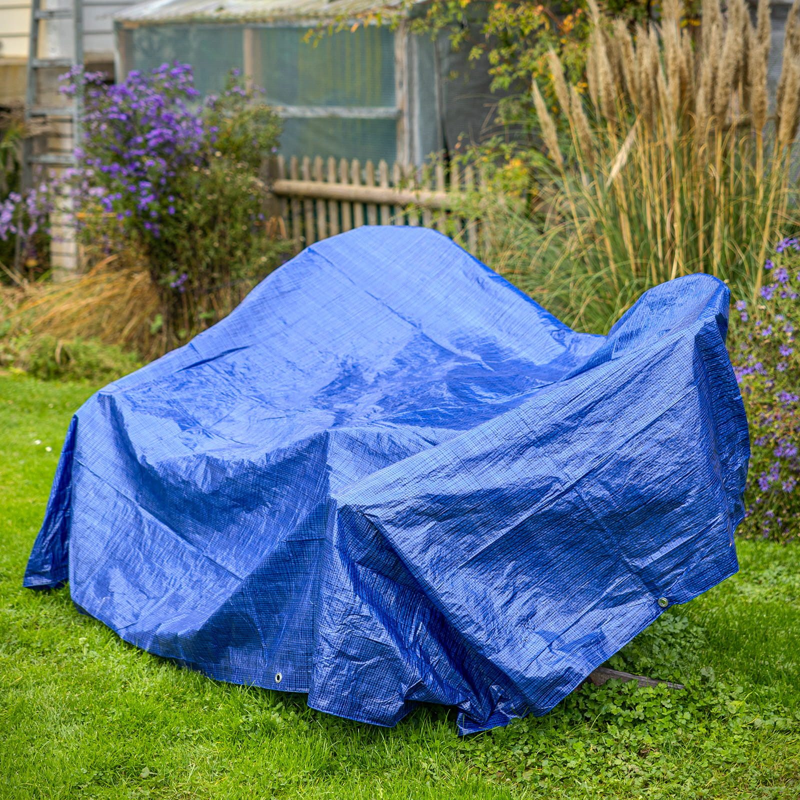 BOOMET Schutzplane Abdeckplane blau (1-St., 2x3m), mit Ösen wasserdicht Gartenplane Plane Gartenmöbel