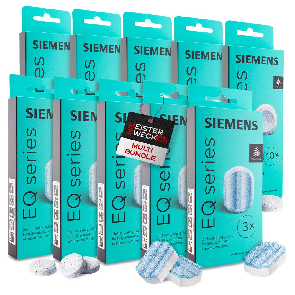 SIEMENS 50x Reinigungstabletten & 15x Entkalkungstablette Pflegeset (MEISTERZWECK4U, [- TZ80001 + TZ80002 Pflegeset)