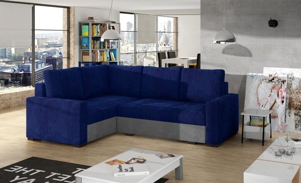 JVmoebel Ecksofa Ecksofa L Form Sofa Couch Polster Ecksofas Wohnlandschaft, Made in Europe Blau/Grau