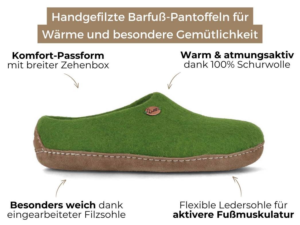 WoolFit Barfuß-Hausschuhe Footprint Hausschuh mit selbstformendem Fußbett