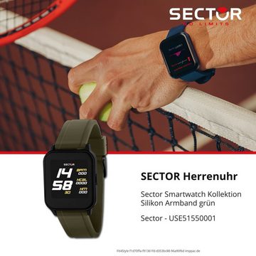 Sector Sector Herren Armbanduhr Smartwatch, Analog-Digitaluhr, Herren Smartwatch rund, mittel (ca. 36mm), Silikonarmband grün, Sport