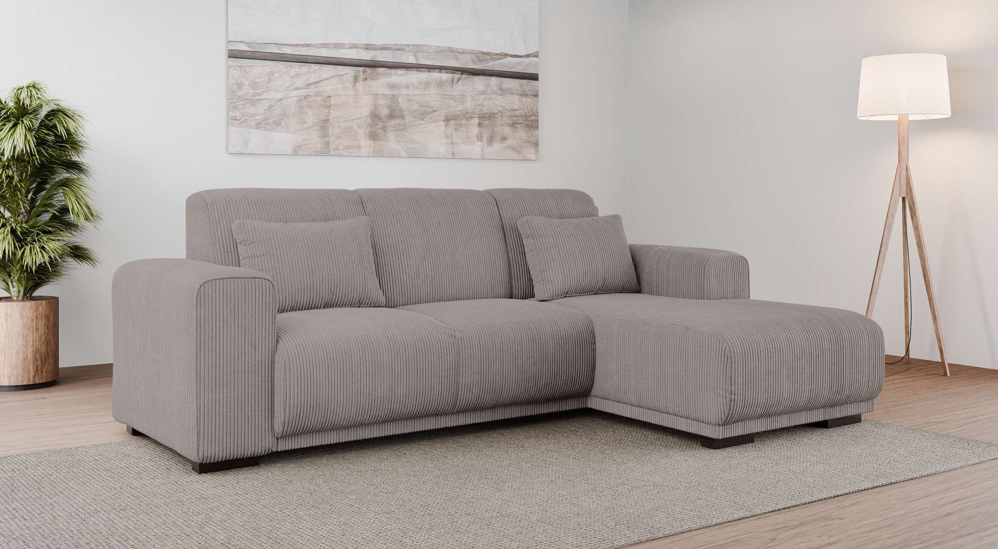 OTTO home Ecksofa BORNHOLM L-Form, B: 234 cm - OTTO. Verlässliche Qualität., Recamiere links oder rechts bestellbar, Wellenfederung, inkl. 2 Kissen