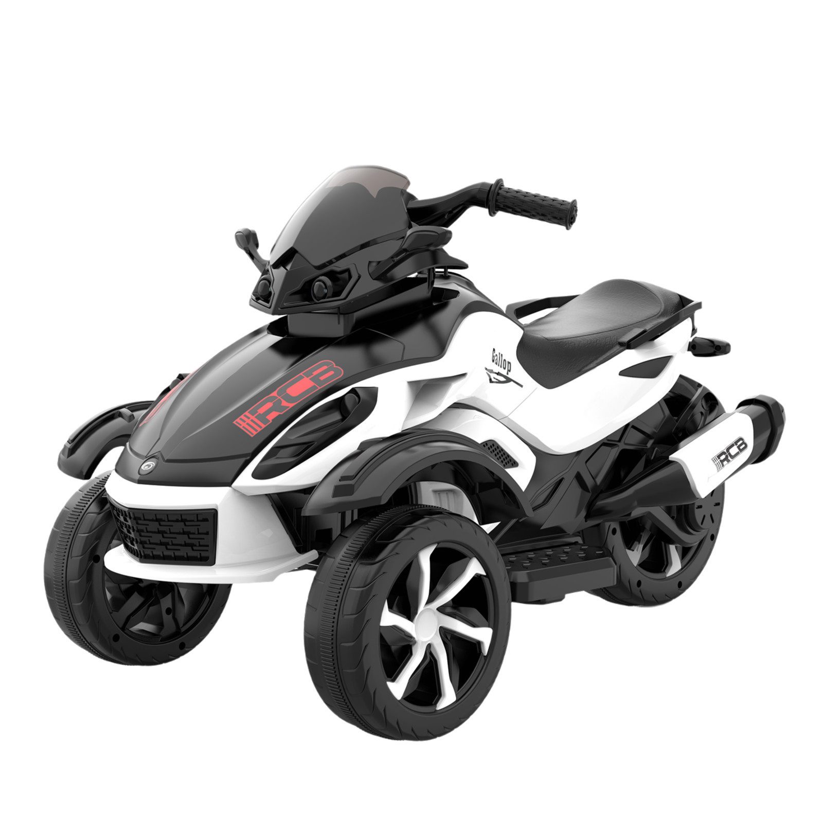 RCB Elektro-Kindermotorrad RM2, 7-Zoll Elektrisches Dreirad für Kinder,4 km/h,3–8 Jahre,Bluetooth, Belastbarkeit 30 kg, mit Front- und Rücklicht, bunte LED an Schutzblechen