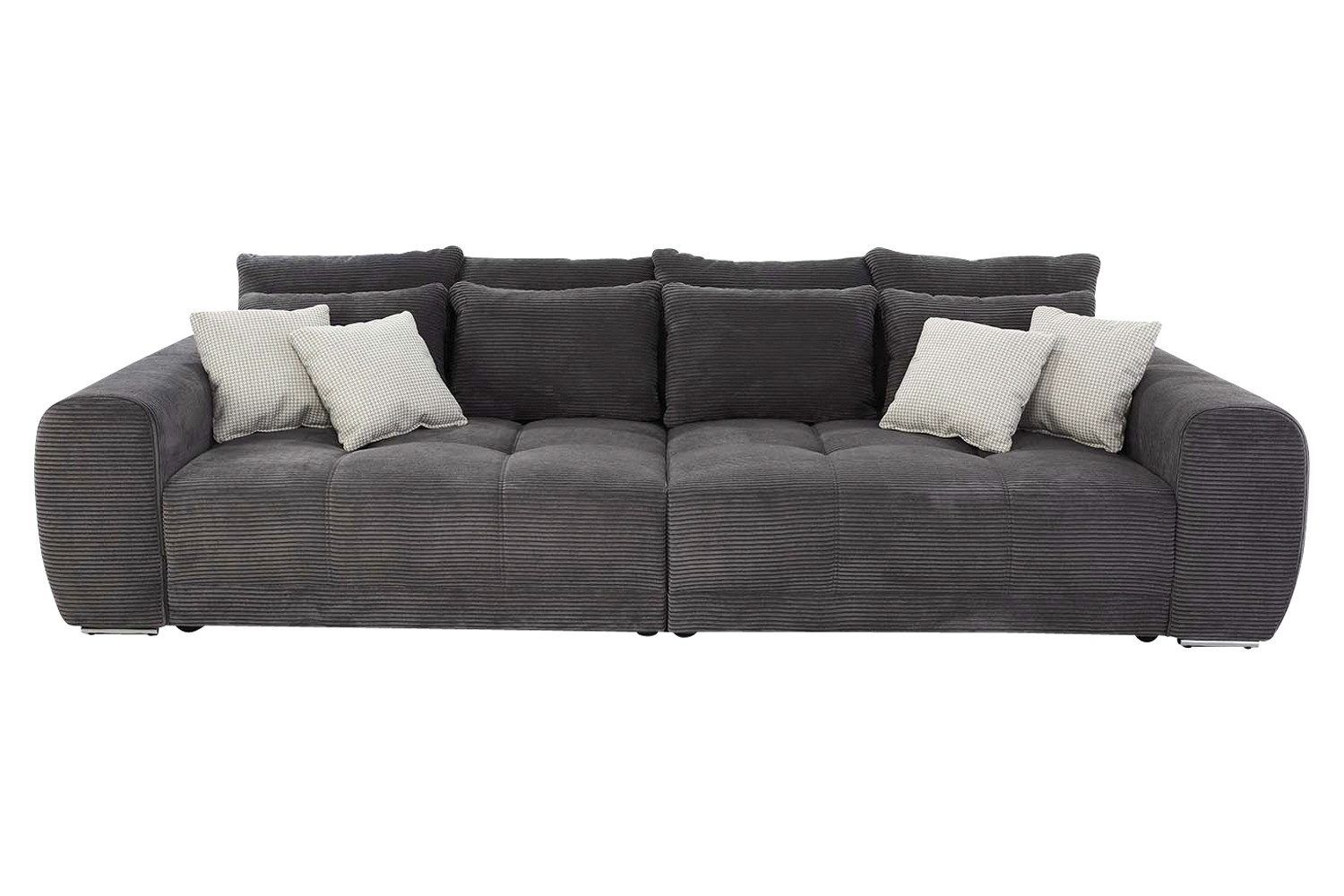 Jockenhöfer Gruppe Big-Sofa MOLDAU, Grau, Cordbezug, mit 12 Kissen, B 306 x H 83 x T 134 cm