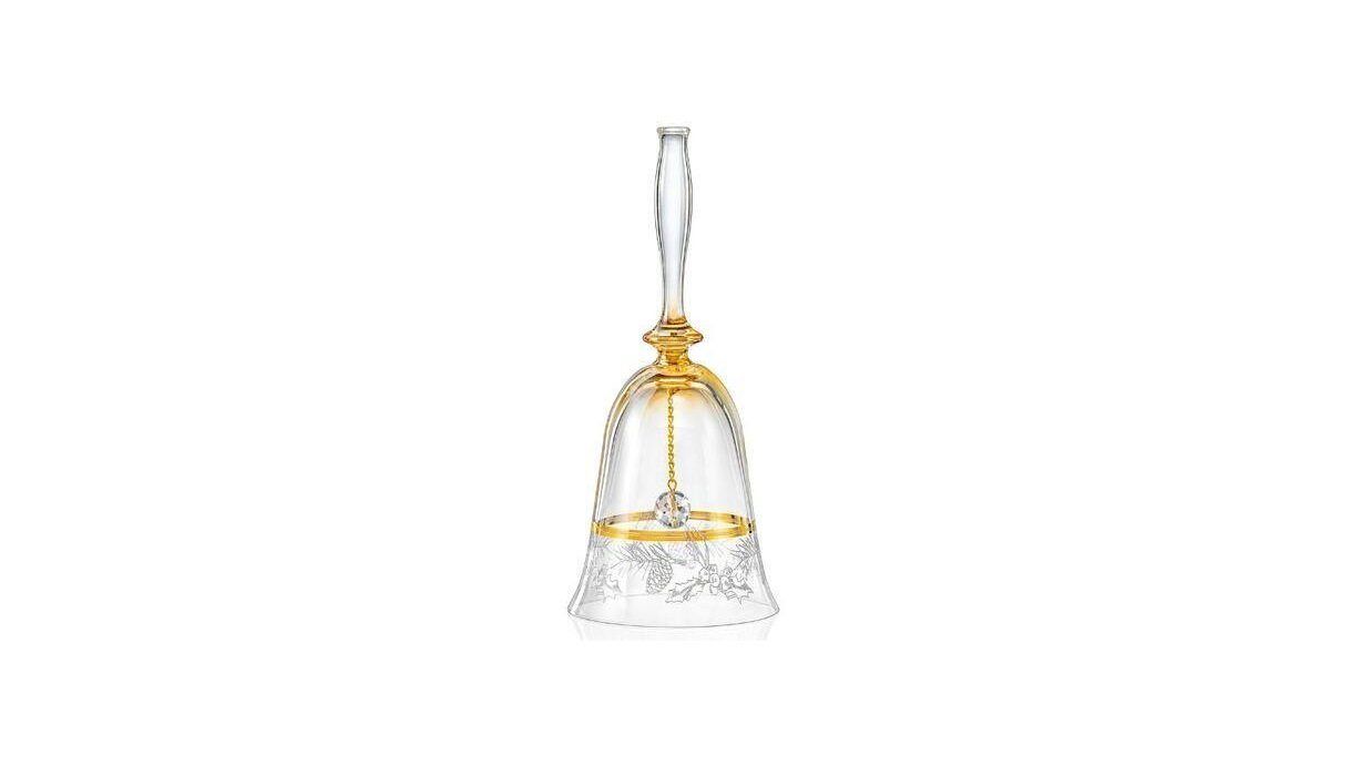 Crystalex Dekoobjekt Weihnachtsglocke Osterglocke Gold Excelsior 180 mm (1 Stück, 1 St., 1tlg), Kristallglas, schöner Klang, honigfarbig, Pantografie