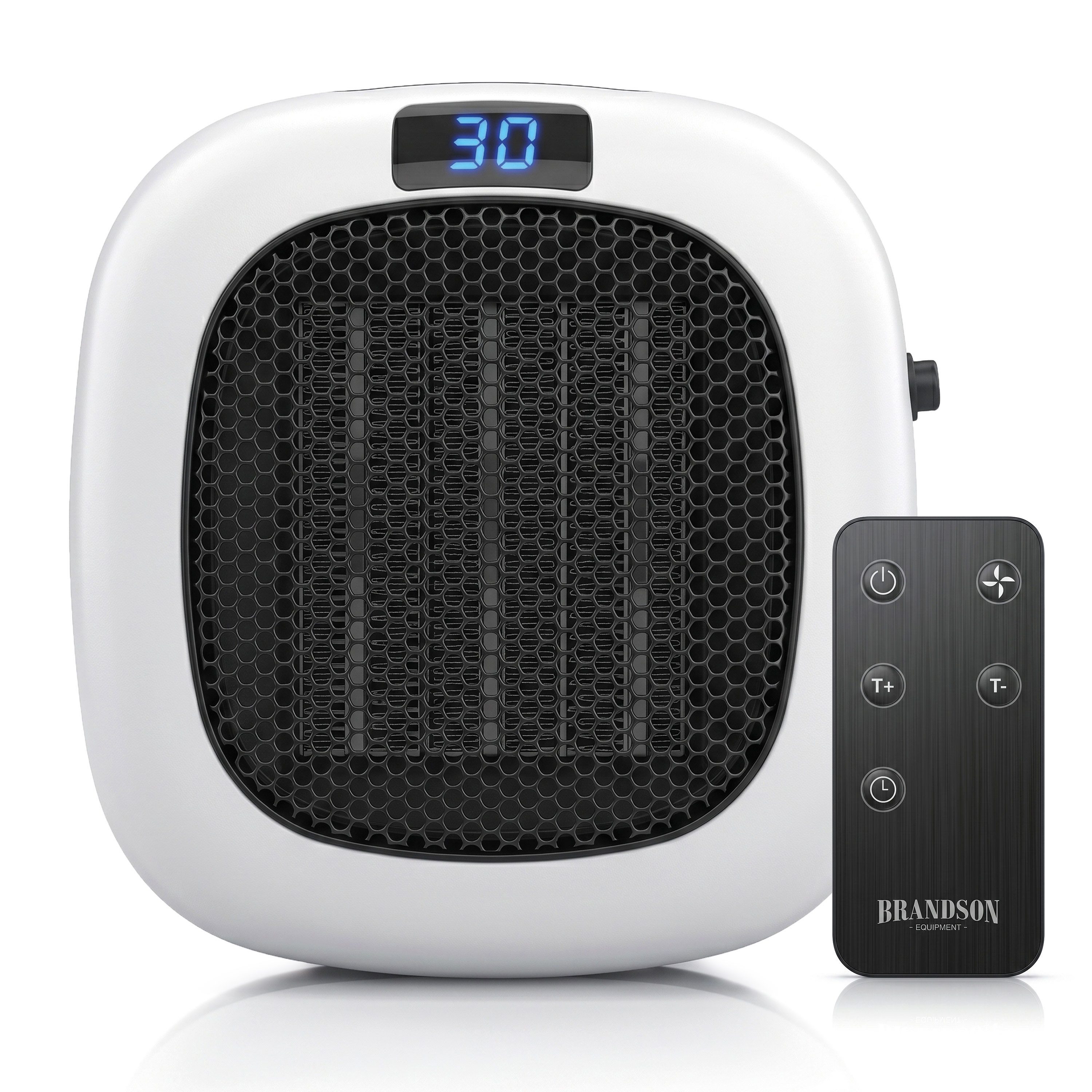 Brandson Keramikheizlüfter Steckdosen-Heizlüfter 700 W Keramik, Fernbedienung, Timer, Thermostat, 700 W, Mit Fernbedienung, Ventilatorfunktion, Timer und Sicherheitsschalter