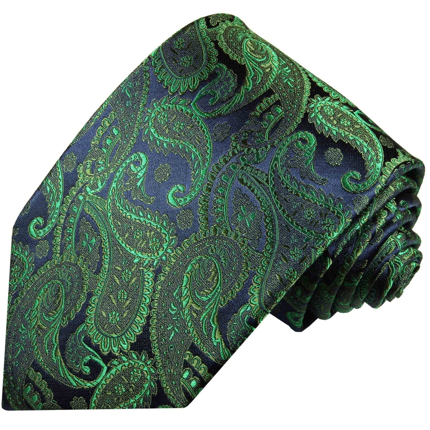 Paul Malone Krawatte Herren Seidenkrawatte Schlips modern paisley brokat 100% Seide Breit (8cm), smaragd grün 510