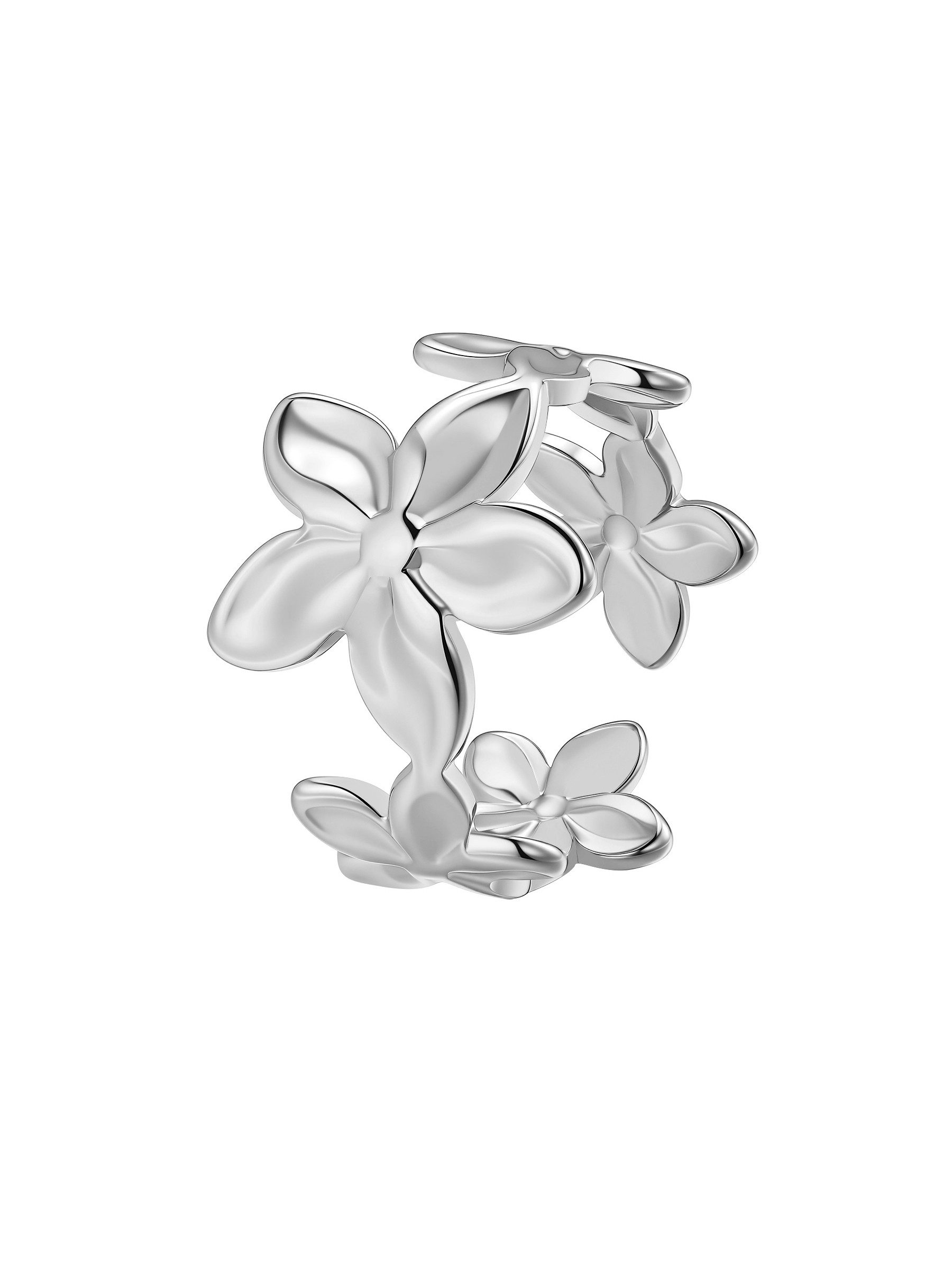 Hey Happiness Fingerring Blumen Kranz, offener Edelstahl Damenring, Verstellbarer Statement Ring mit Blüten, wasserfest 18k vergoldet