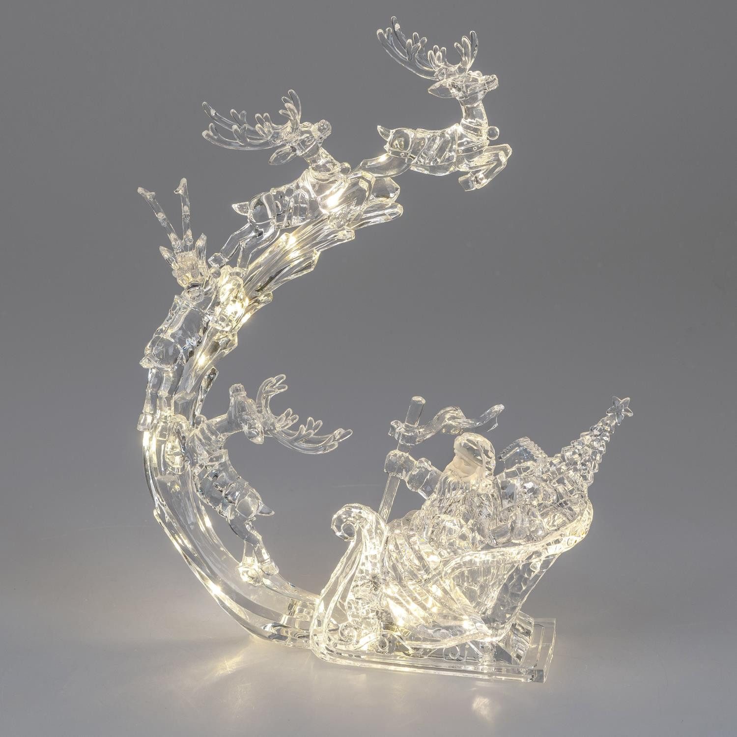 formano Dekofigur Winterzeit, Höhe: 34cm, Farbe: Transparent, Motiv: Weihnachtsmann mit Schlitten