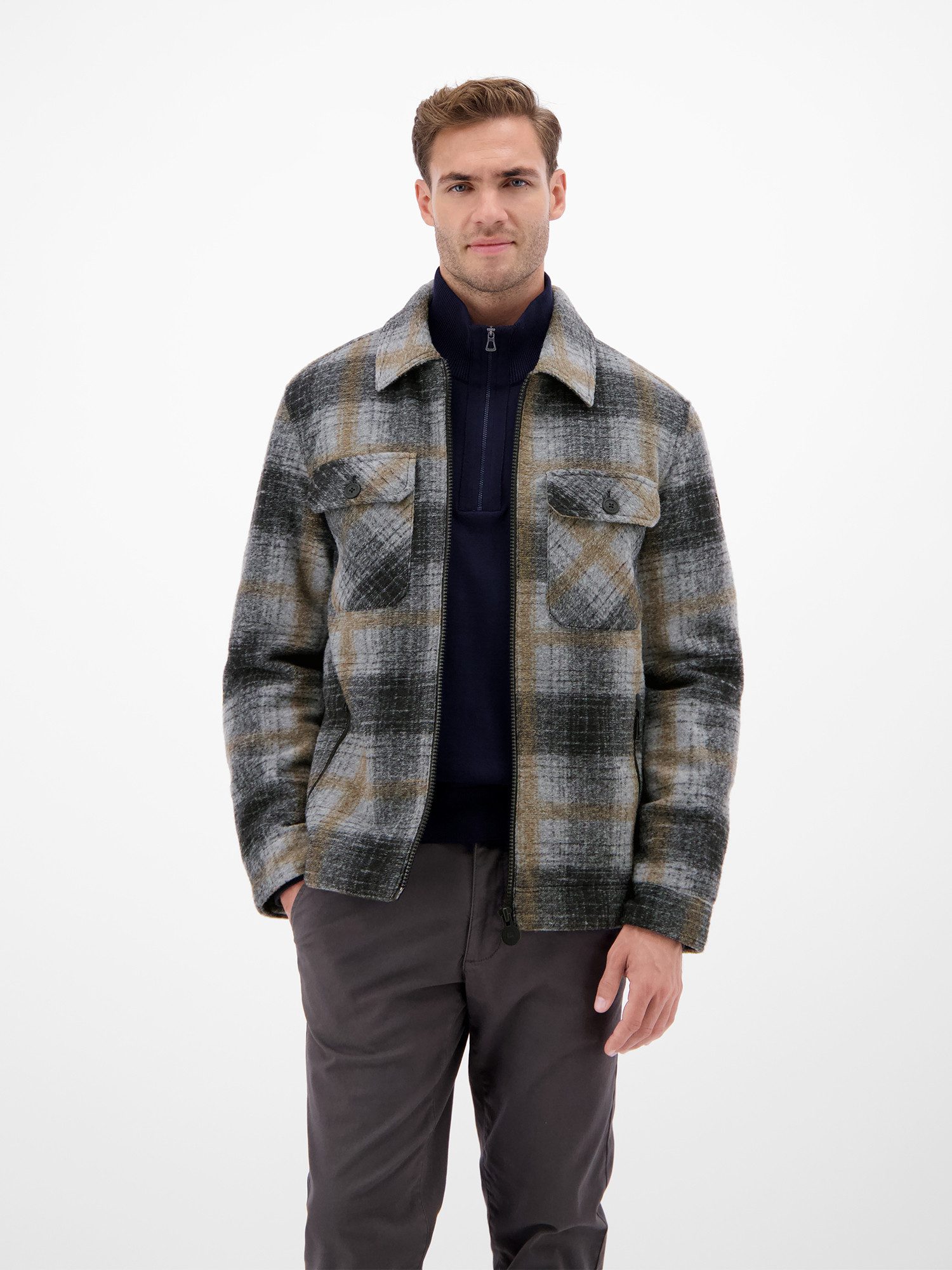 LERROS Outdoorjacke Karierte Outdoor-Hemdjacke in Woll-Optik