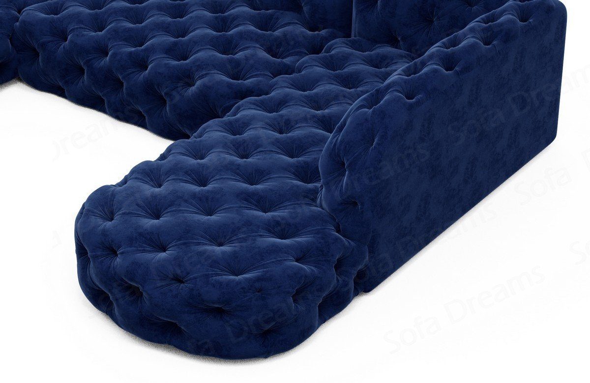 Stoffsofa, Samtstoff dunkelblau77 Couch Sofa U Couch Wohnlandschaft Lanzarote Look Chesterfield Designer Dreams Sofa Lounge im
