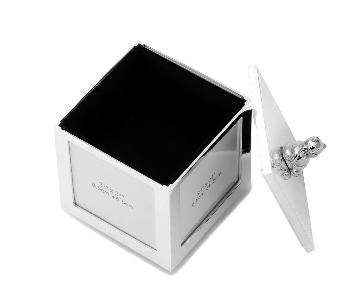 Brillibrum Fotobox Fotobox mit Musikspieluhr versilbert Erinnerungsbox mit Spieluhr