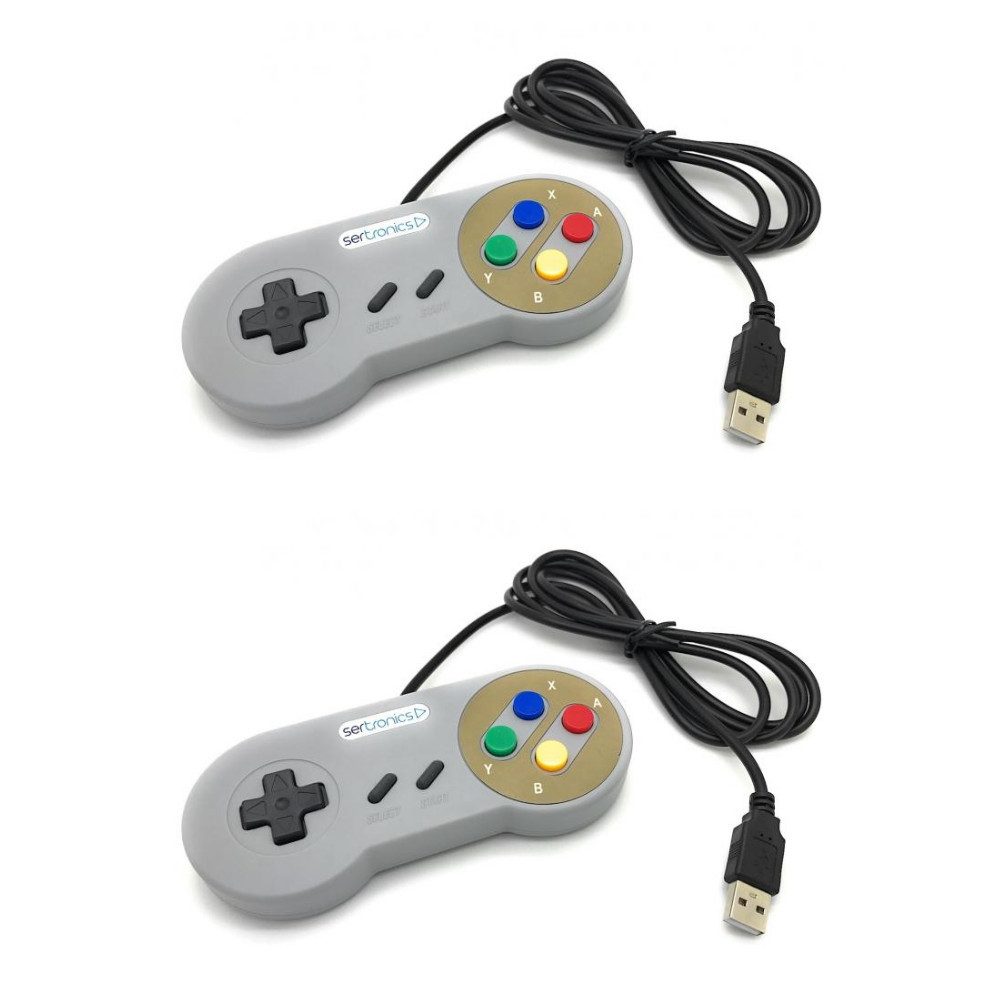Sertronics 2x usb 2 0 controller im snes design grau
