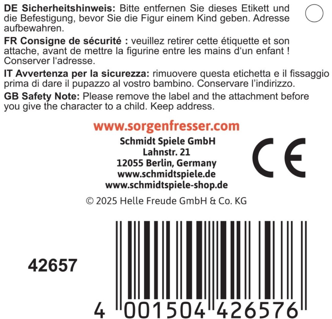 Schmidt Spiele Plüschfigur Plüsch Stofftier Sorgenfresser Jolly 23 cm 42657