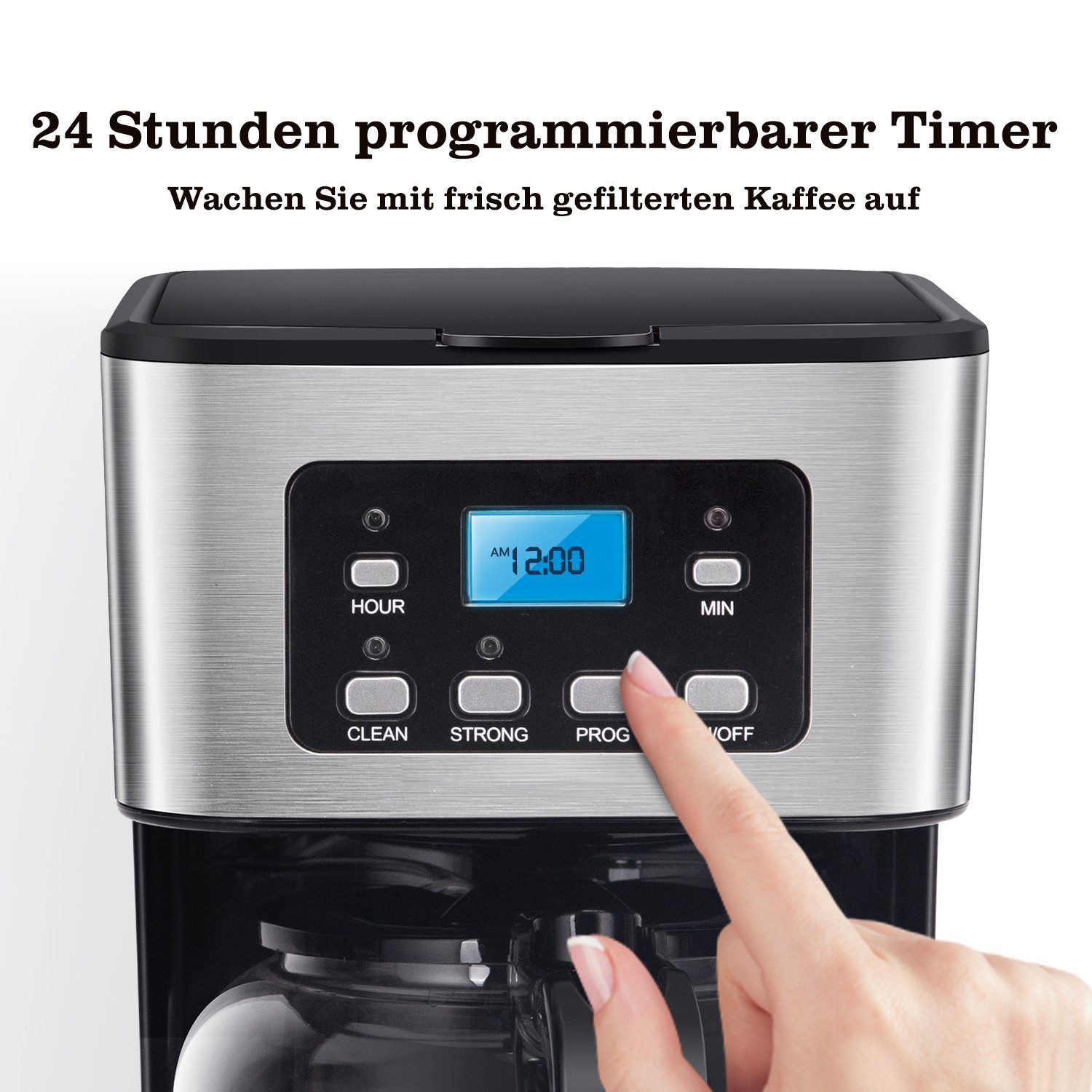 Taylor Swoden Filterkaffeemaschine 950W Filterkaffeemaschine mit Timer,1.5L, 12 Tassen, 1.5l Kaffeekanne, Korbfilter