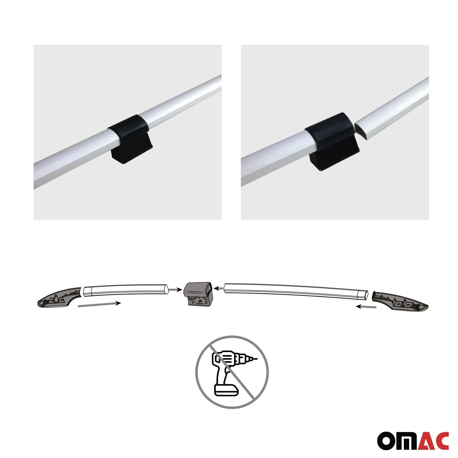 OMAC Dachträger Dachreling für Mercedes Vito W639 W447 2003-2025 Langer L2 Alu Grau (2-St), Rostbeständig, Einfache Montage, Korrosionsbeständig