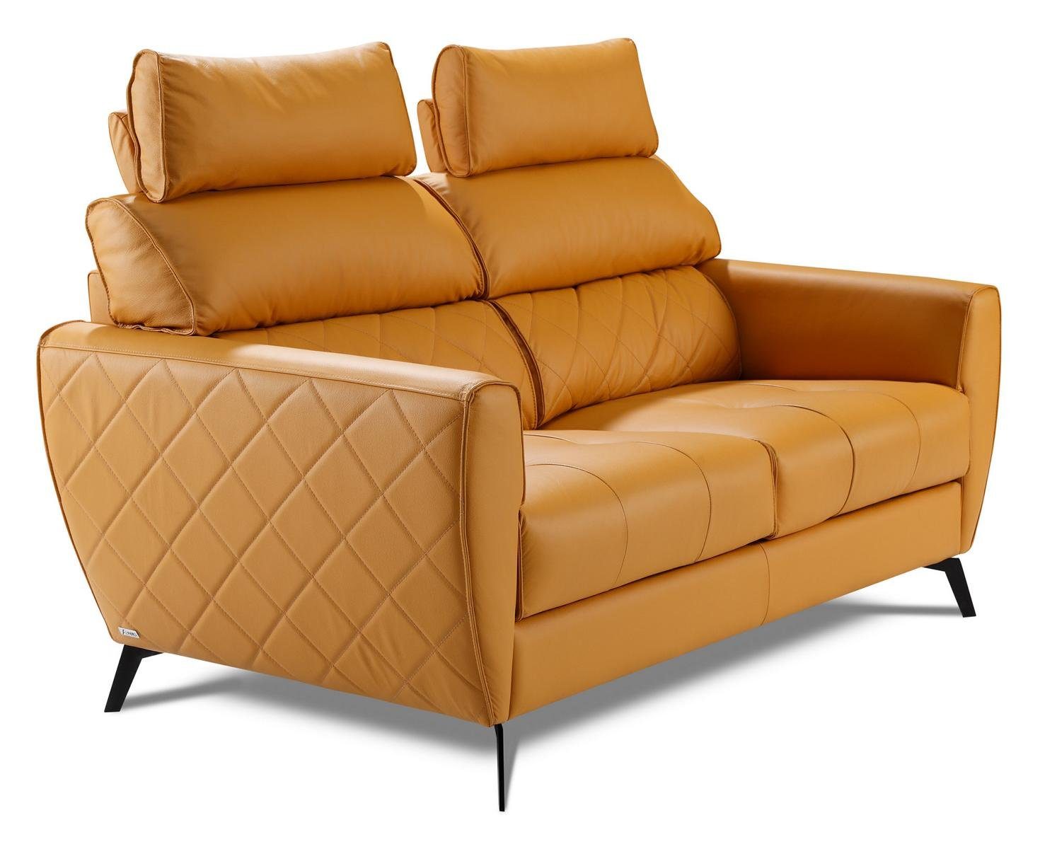 JVmoebel Wohnzimmer-Set, Leder Design Couch Polster Sitz 2+1+1 Sofa Garnituren Kunstleder Gelb